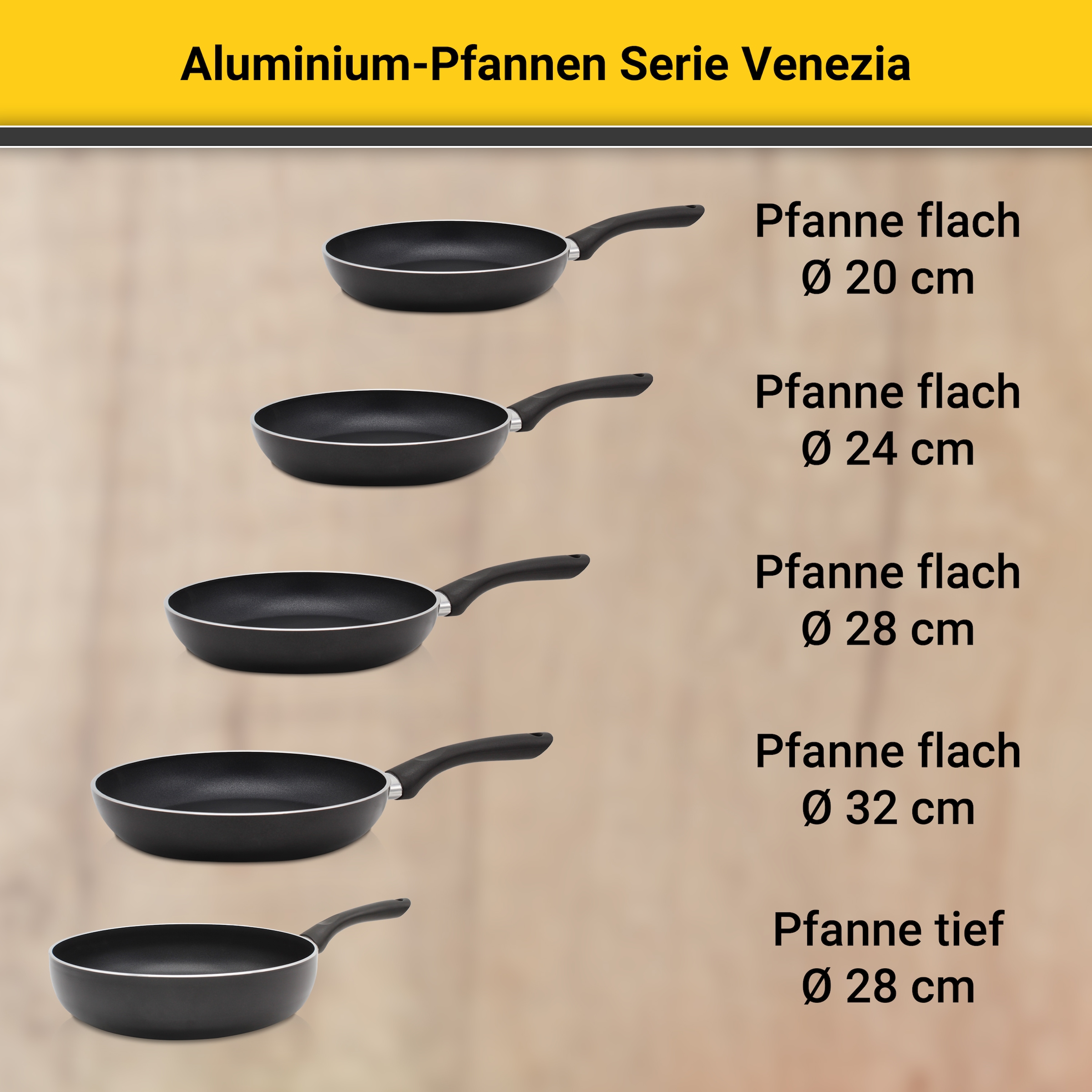 Krüger Bratpfanne »Aluminium Pfanne flach Venezia«, Aluminium, (1 tlg.), für Induktions-Kochfelder geeignet