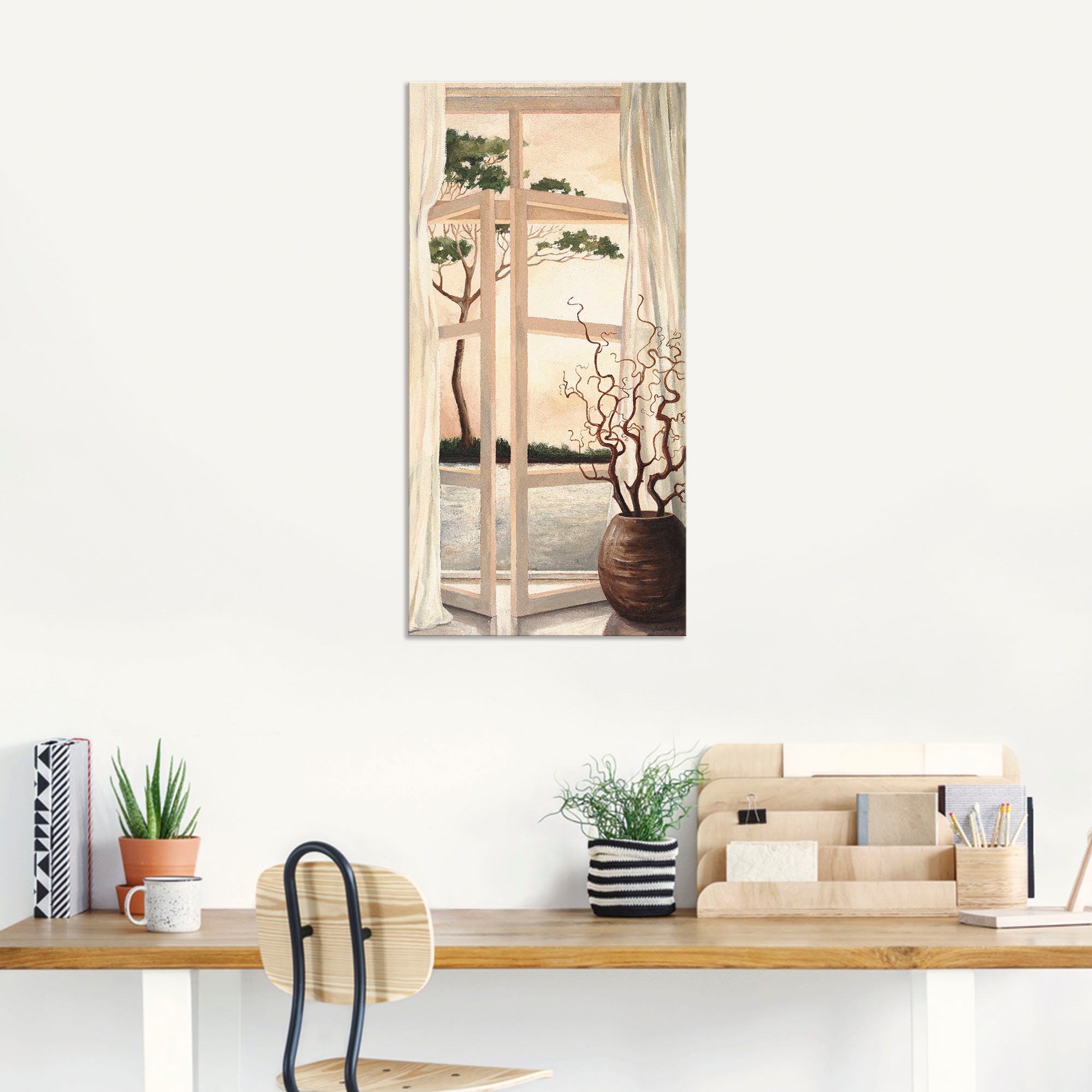 Artland Wandbild "Fensterbild Toskanischer Sonnenuntergang" Fensterblick 1 günstig online kaufen