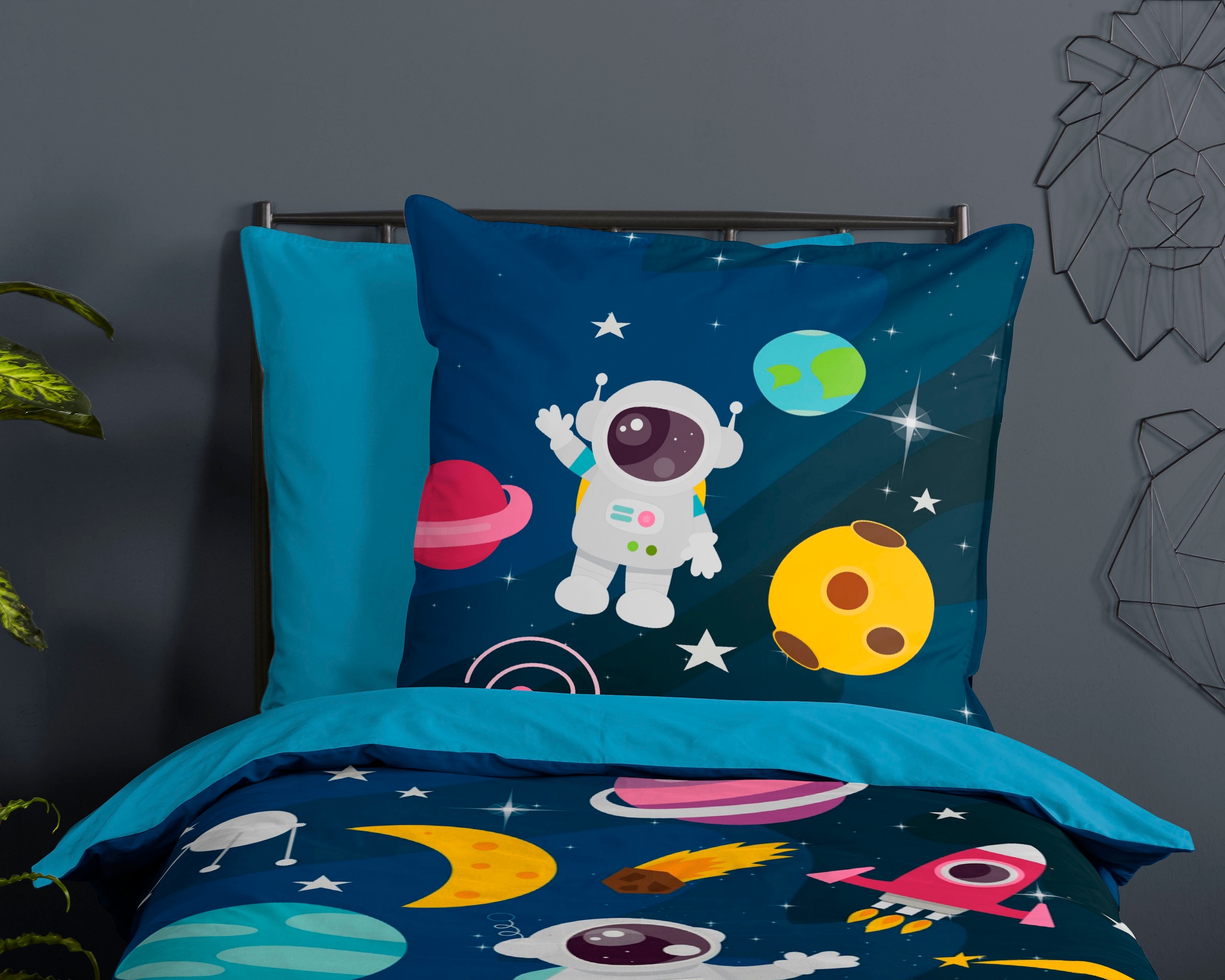 PURE luxury collection Kinderbettwäsche »Planets«, (2 tlg.), Trocknet schnell