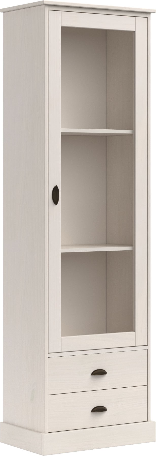 Home affaire Vitrine »Schröder«, mit 1 Schiebetür, 2 Schubkästen, aus massivem Kiefernholz, Breite 55cm