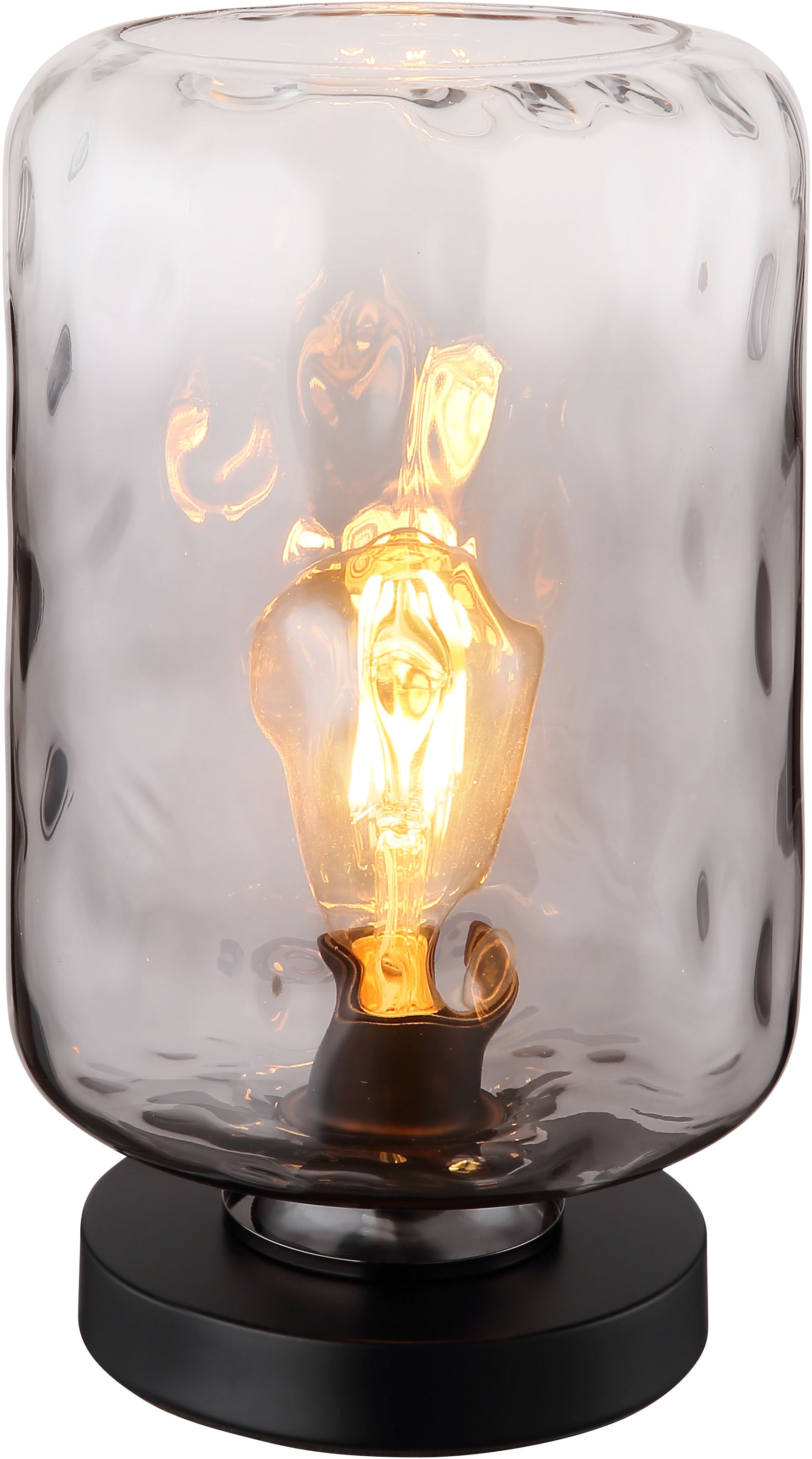 GLOBO LIGHTING Tischleuchte »DARINA«, Leuchtmittel E27 | ohne Leuchtmittel, Tischlampe/schwarz/Glas rauchfarben/Wohnzimmer/Schlafzimmer