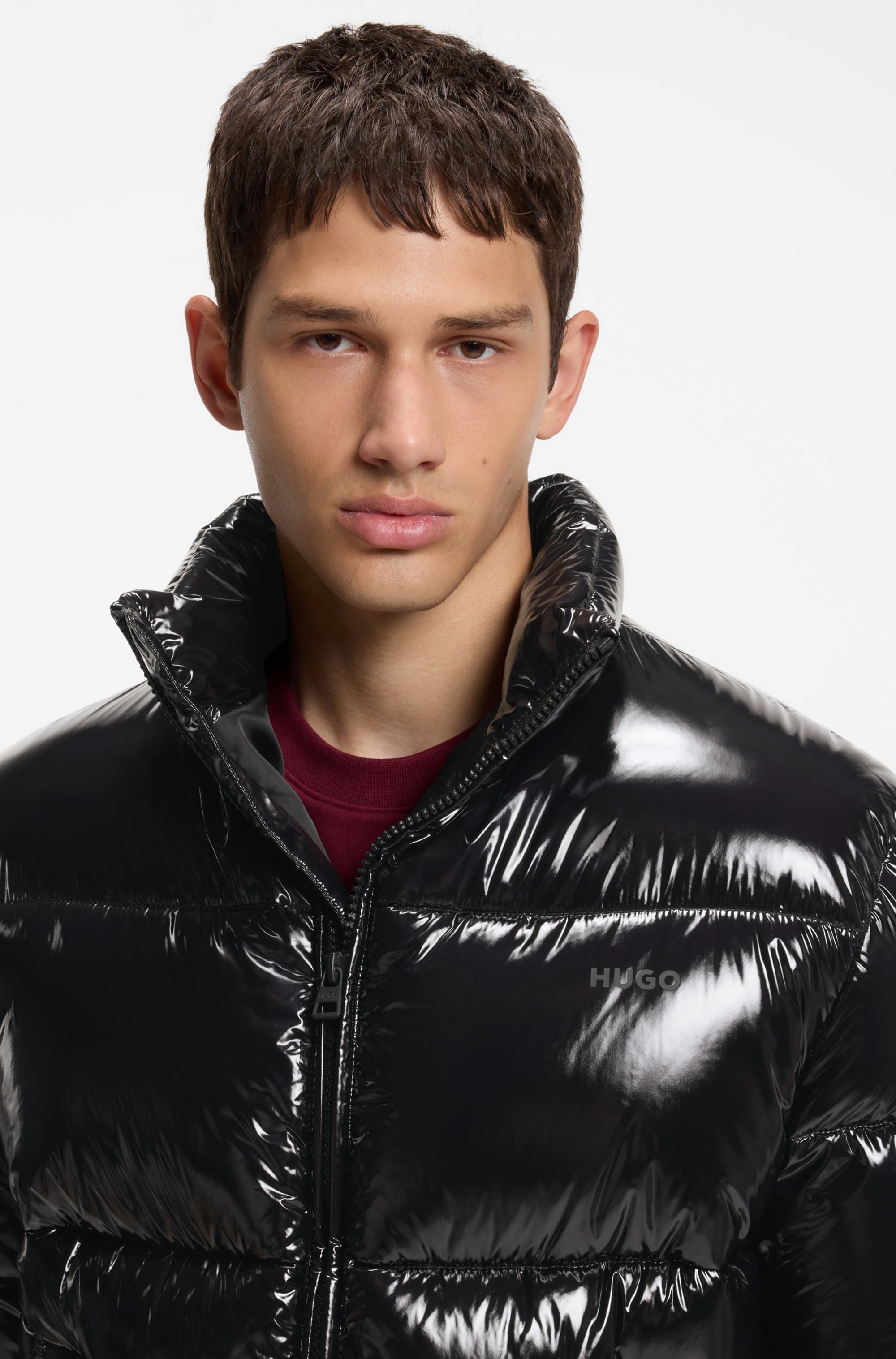 HUGO Steppjacke »Baltos« ohne Kapuze mit glänzendem Finish, Stehkragen, Regular Fit
