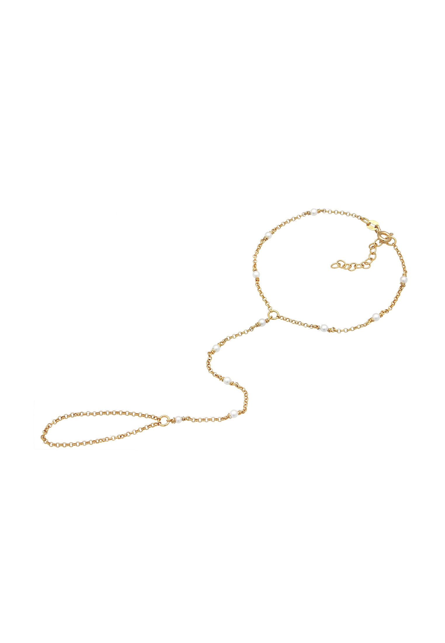 Elli Schmuckset »Armband Hand Chain Handkette Muschelkernperlen 925 Sterling Silber« ()