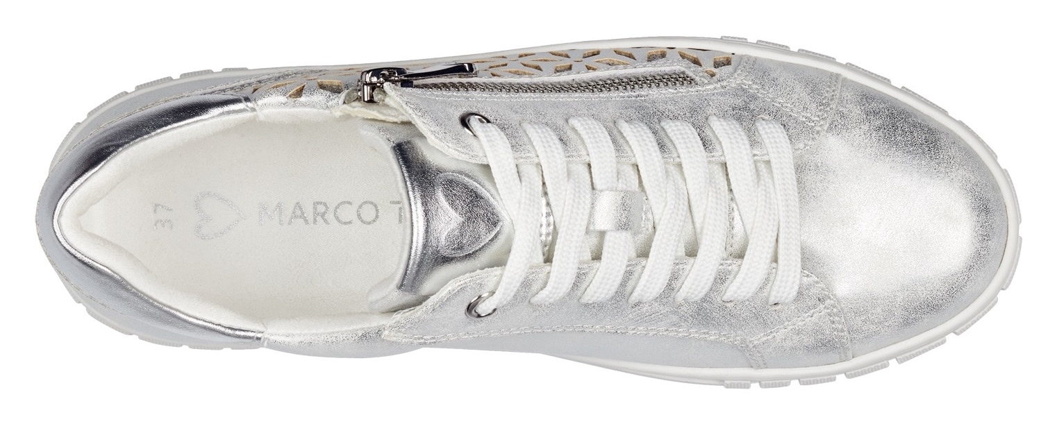 MARCO TOZZI Plateausneaker, Freizeitschuh, Halbschuh, Schnürschuh mit unterlegtem Lochmuster