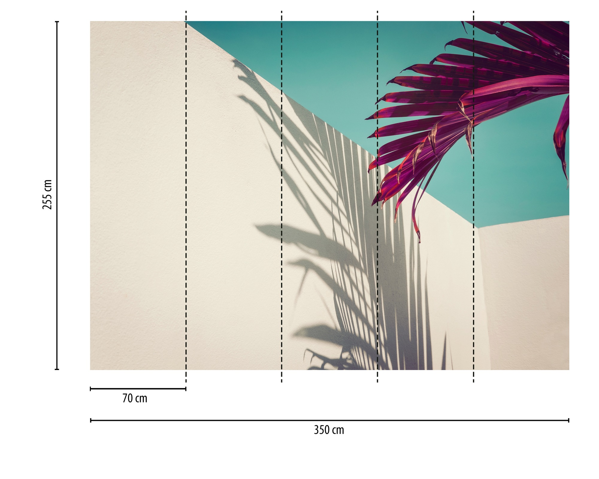 A.S. Création Vliestapete »Fototapete Palmenschatten Türkis Rosa« matt strukturiert