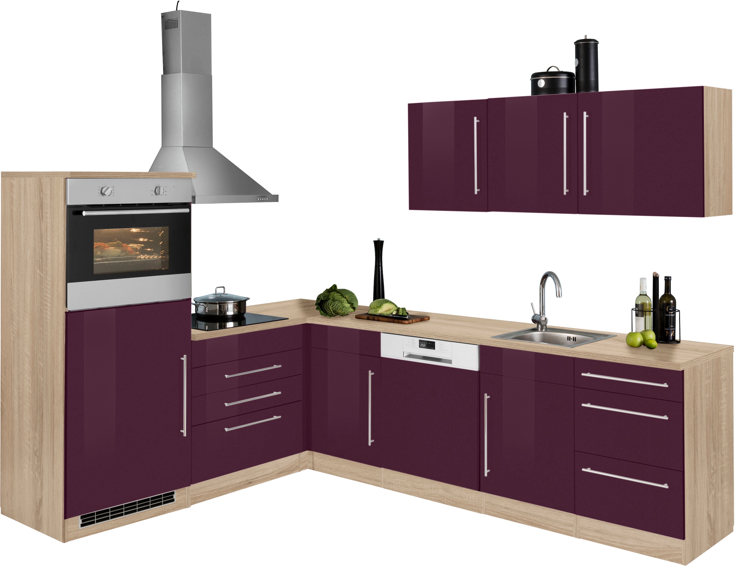 KOCHSTATION Winkelküche "KS-Samos" Stellbreite 200x270 cm, wahlweise mit E-Geräten und Induktion