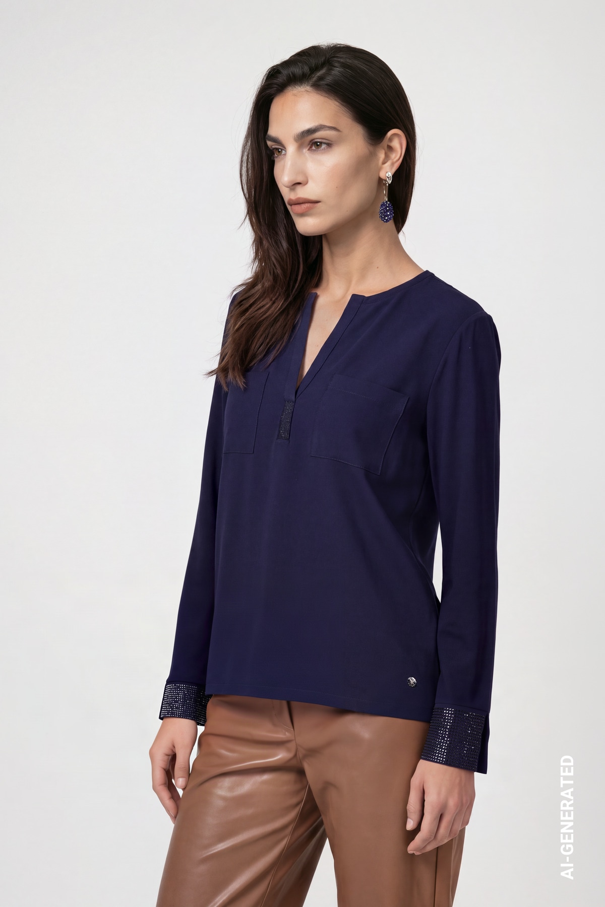 Monari Schlupfbluse »Schluse Basic Schmuckdetail« Regular fit mit V-Ausschnitt