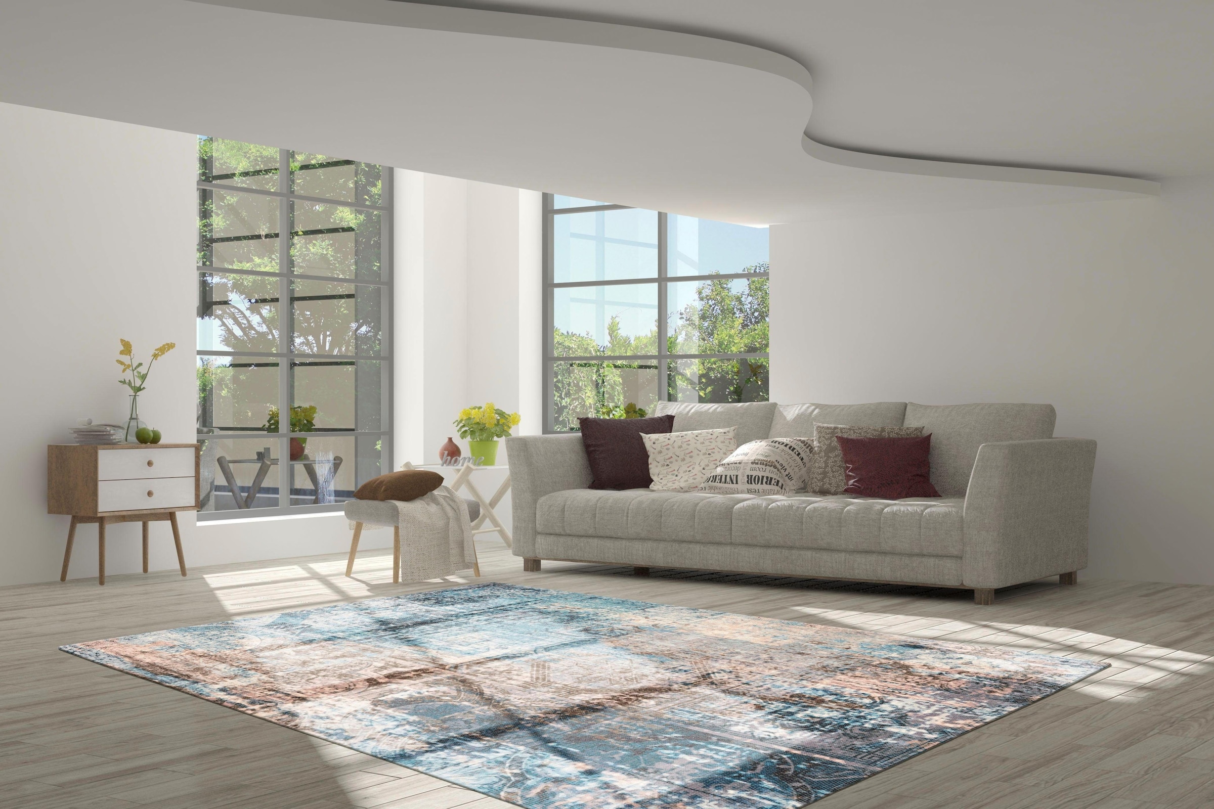 calo-deluxe Teppich »Emin 800«, rechteckig, 10 mm Höhe, reine Baumwolle, Wohnzimmer