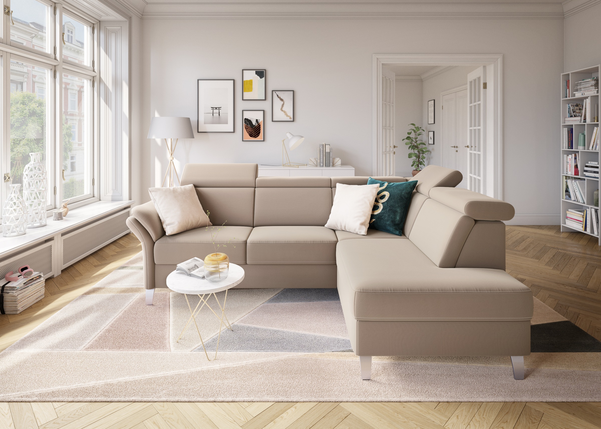 sit&more Ecksofa »Vincenzo L-Form«, inklusive Kopfteilverstellung, wahlweise mit Bettfunktion, Bettkasten