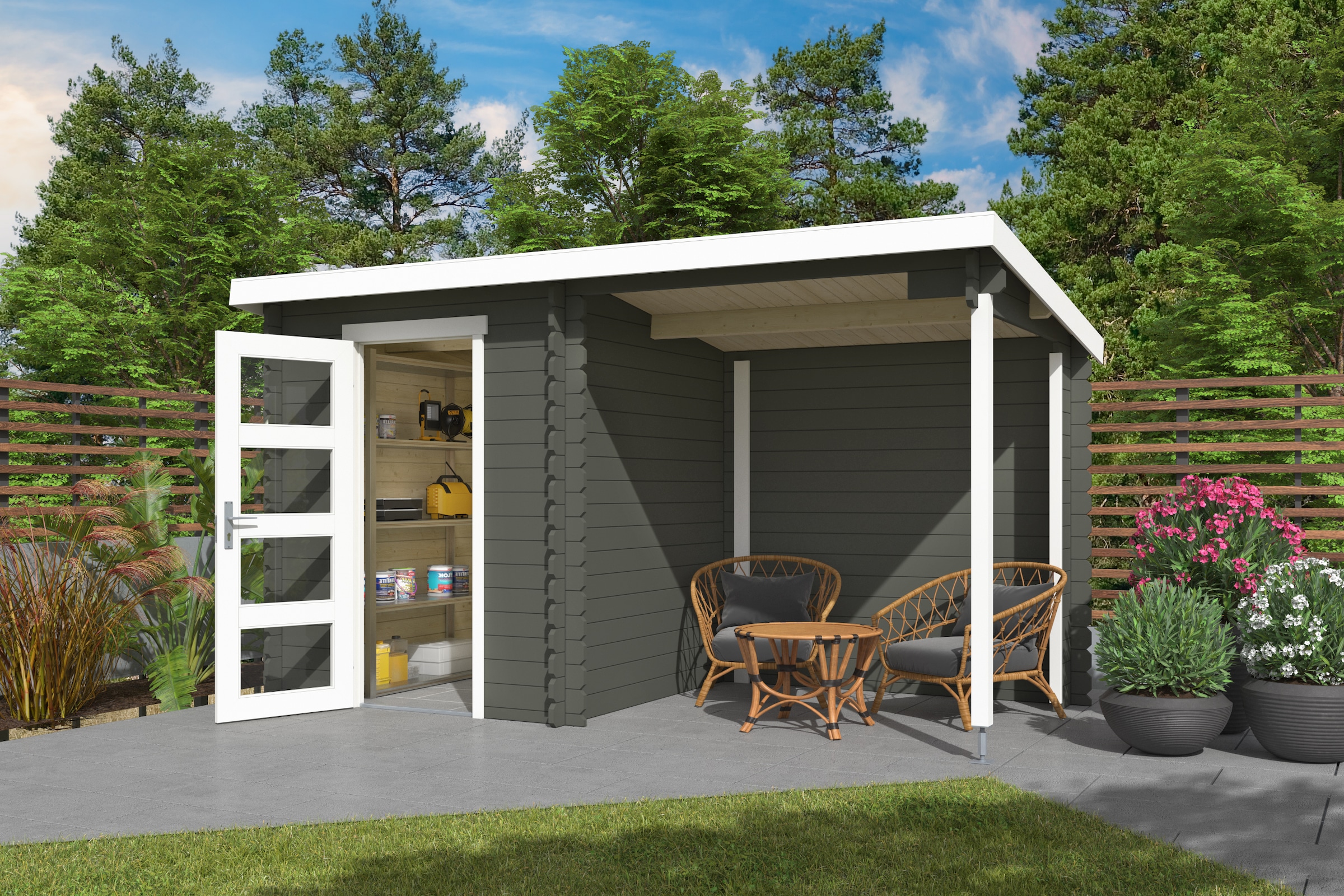 Nordic Holz Gartenhaus "Jelle Plus", (Anbau inkl. Rückwand) günstig online kaufen