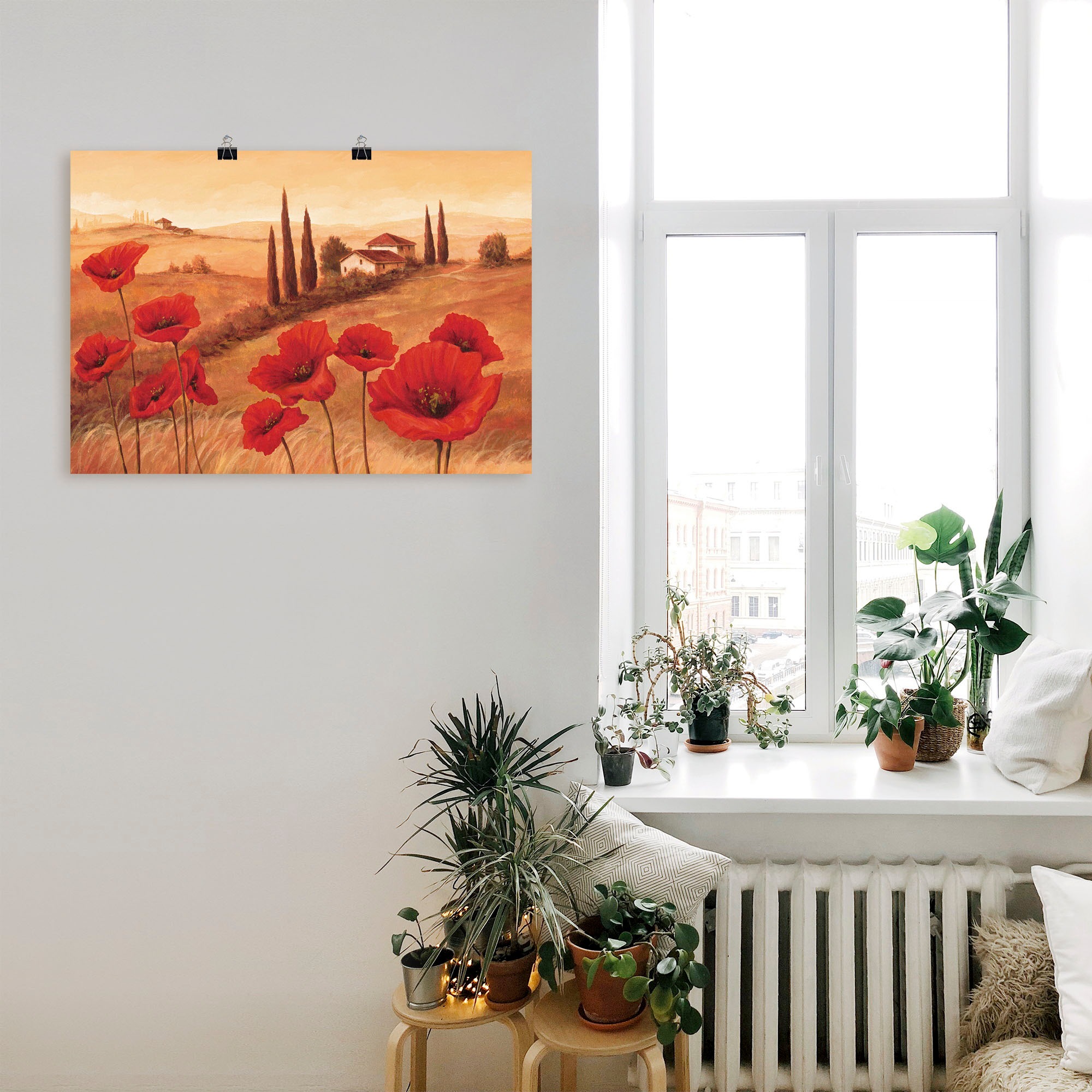 Wandbild ARTLAND "Mohnblumen in der Toskana", braun (farbe bild(er): braun), B:70cm H:50cm, Bilder, als Leinwandbild, Poster in verschied. Größen 2