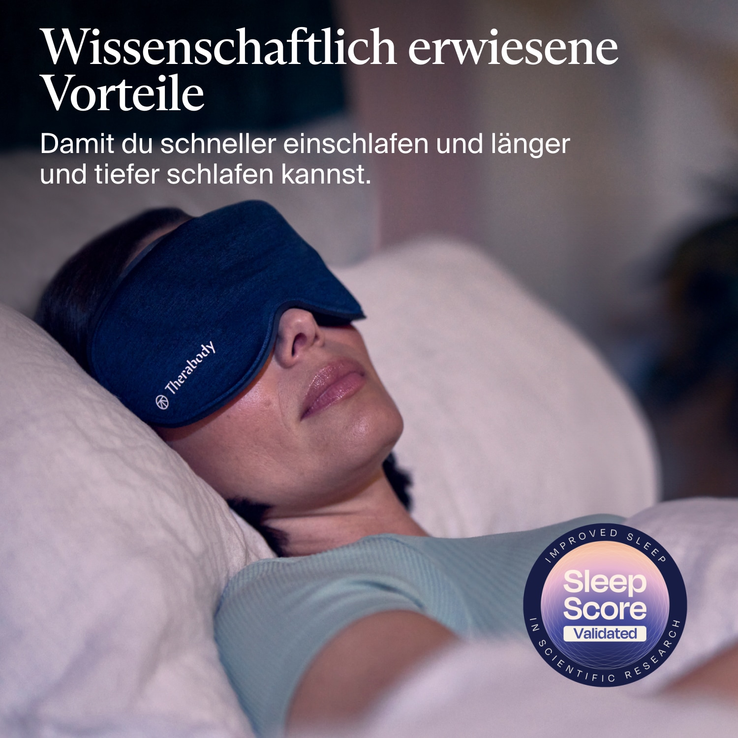 Therabody Gesichtsmassagegerät »SleepMask Verdunkelungs-Augenmaske, Vibrationen für besseren Schlaf«, 3 Vibrationsmuster, inkl. TheraMind-Sound, abnehmbar, waschbar