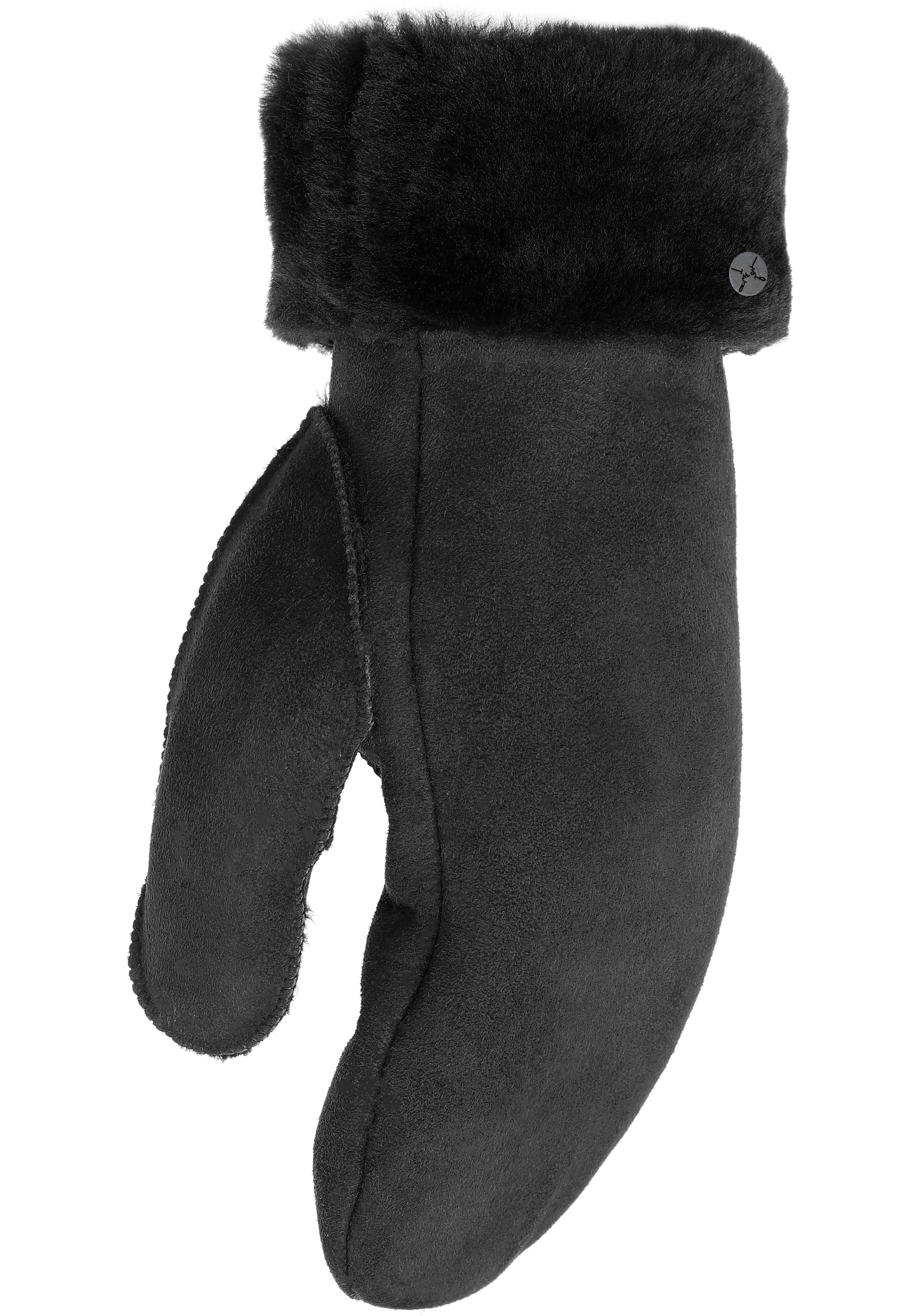 Lederhandschuhe PEARLWOOD "FIONA", Damen, Gr. 7.5, schwarz, Schafsleder, unifarben, Handschuhe, Velourleder, Fausthandschuh, warm gefüttert 2
