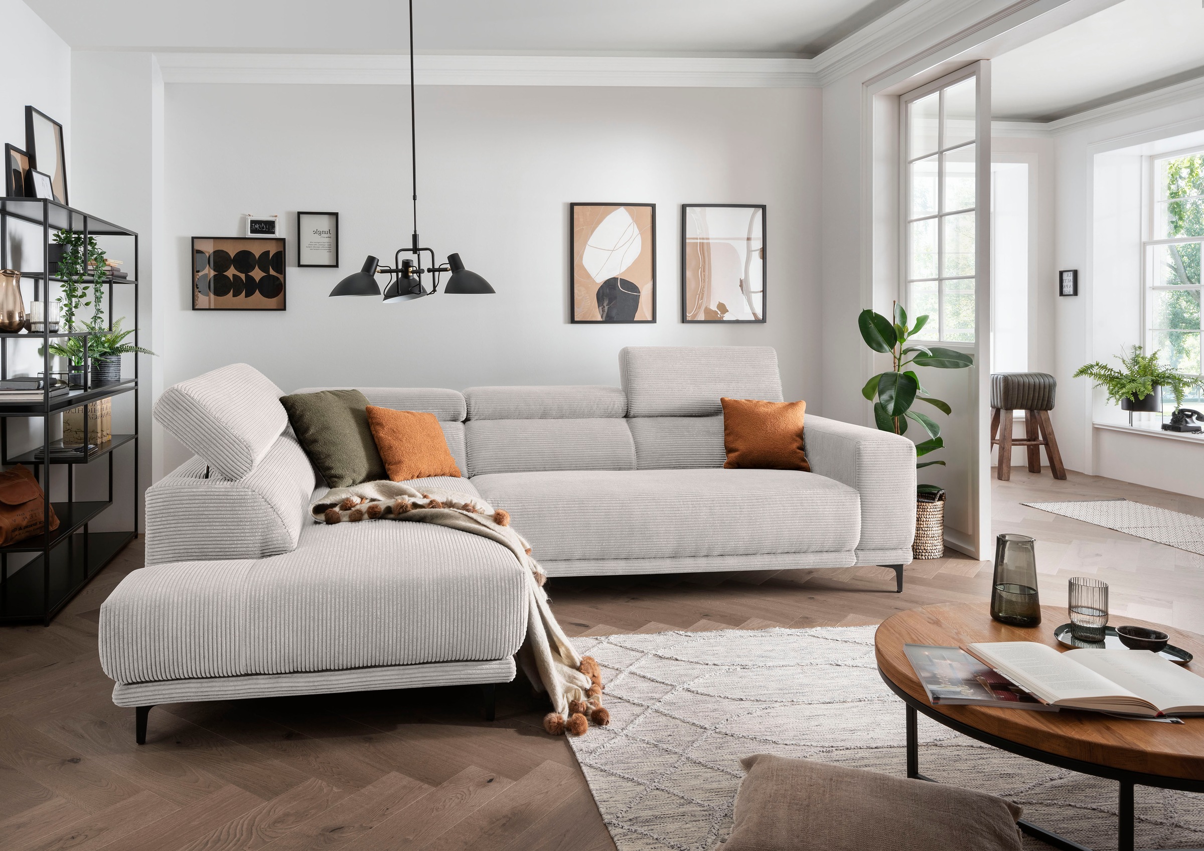 alina Ecksofa »Hikari«, wahlweise mit Sitzvorzug, in modernem Cordstoff, Breite 276 cm