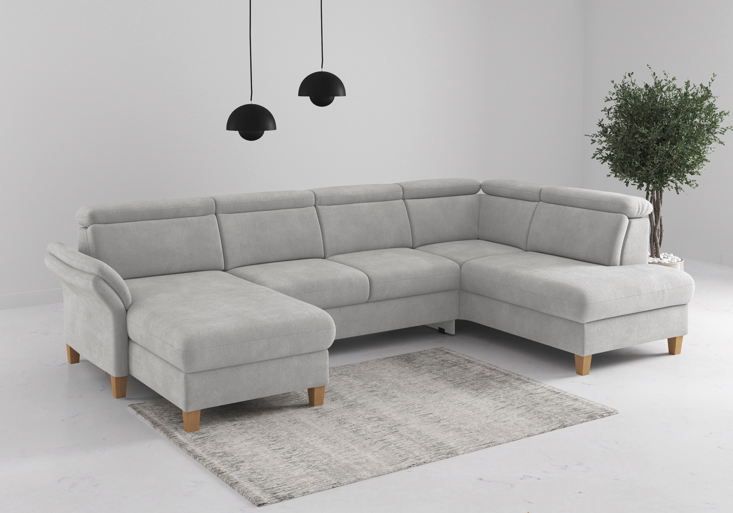 OTTO home Wohnlandschaft "Glendale, U-Form" inkl. Kopfteilverstellung, wahlweise mit Vorziehsitz und Bettkasten