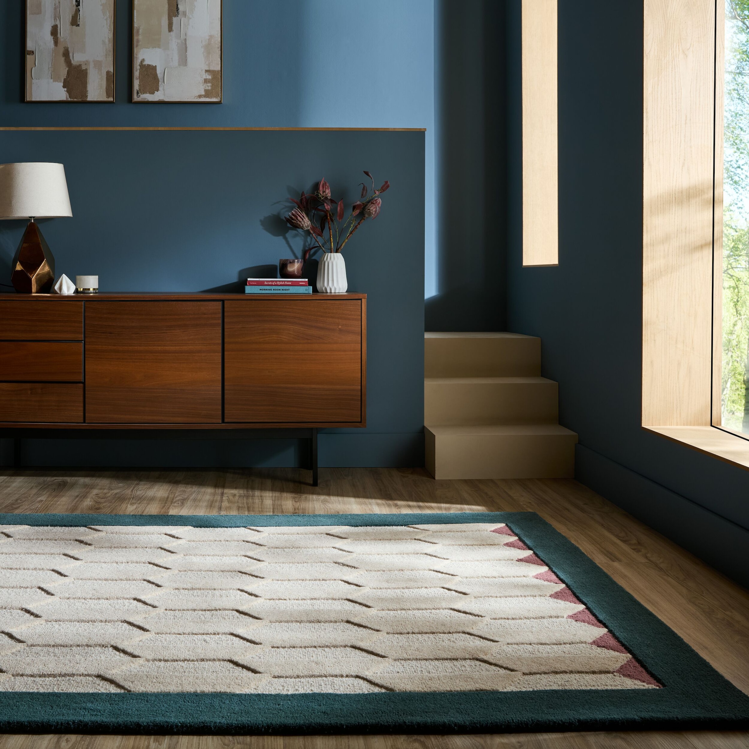 FLAIR RUGS Wollteppich "APEX" rechteckig 8 mm Höhe Handgetuftet aus 100 % Wolle mit einem Cut-and-Loop-Flor