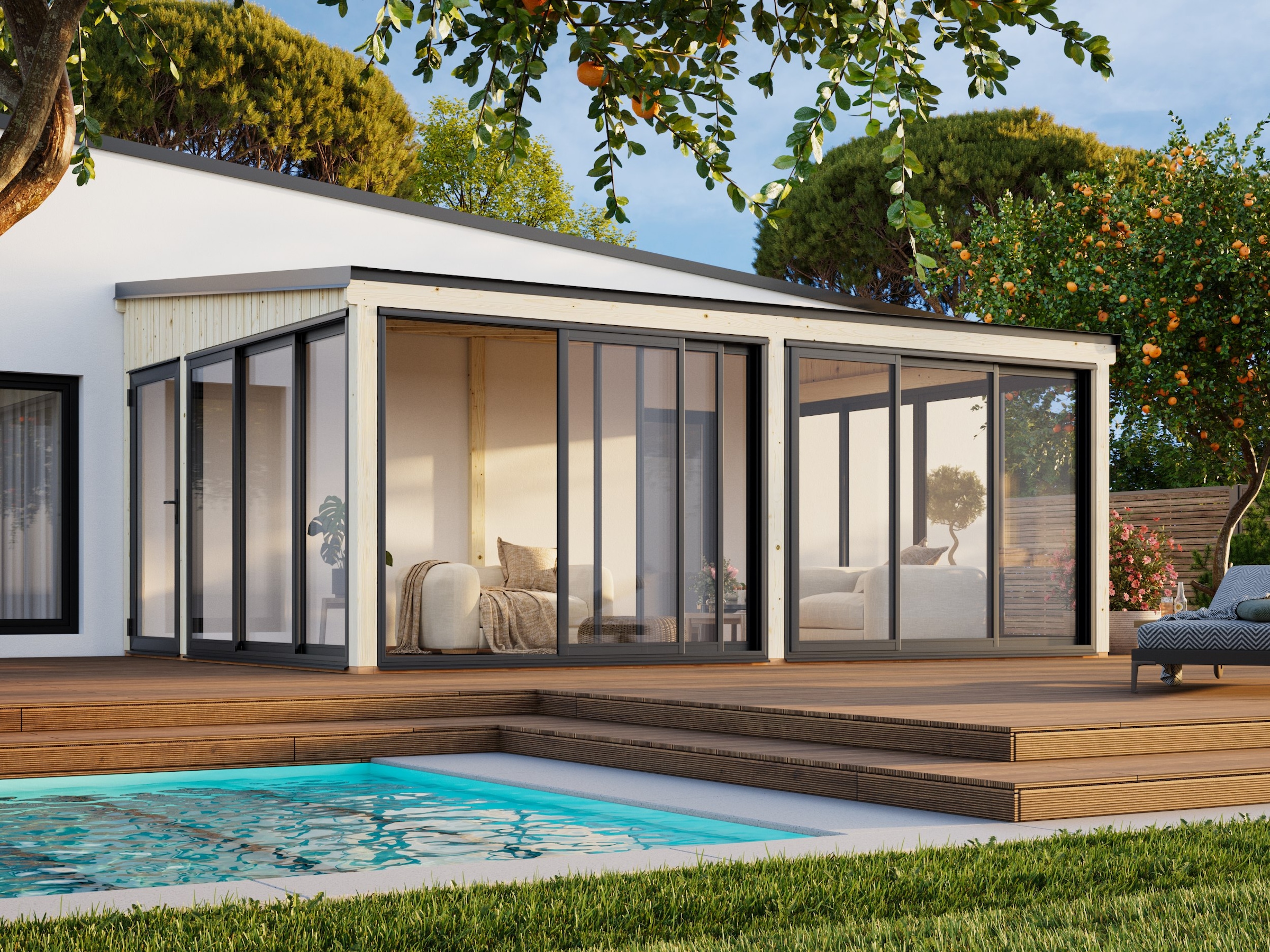 Palmako Holzpavillon »Lumi 23,3 m² Slide Plus« BxTxH: 592x425x276 cm