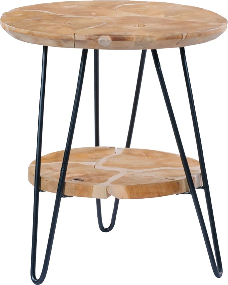 Kayoom Beistelltisch »Woodstock 225, Beistelltisch in Natur-Optik,hochwertiges Teakholz«, (1 St.), Hochwertiges Teakholz, Handarbeit, Abstand Tischplatte: 23 cm