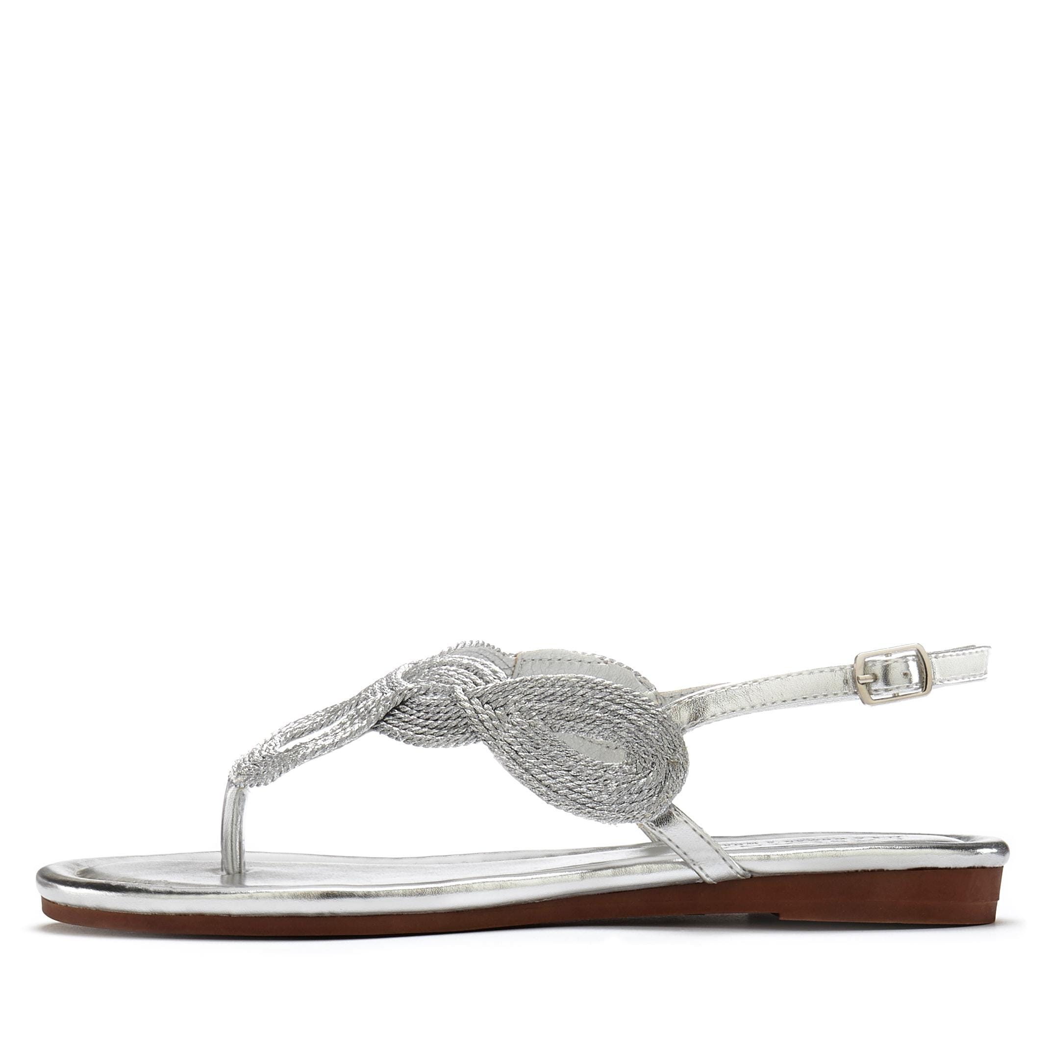 Šlepetės per pirštą sandalai Šlepetės im Metallic-Look VEGAN