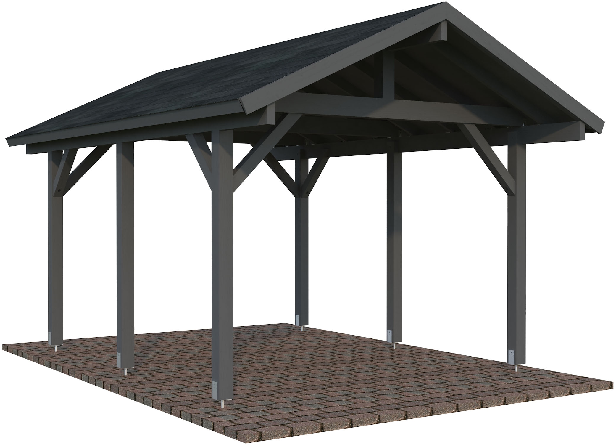 Palmako Einzelcarport "Robert" Massivholz 291 cm dunkelgrau/dunkelgrau