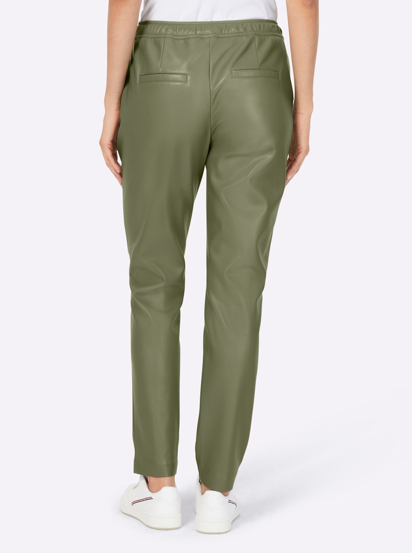 HEINE Faux Leather Jogger Pants Khaki Size 46 2