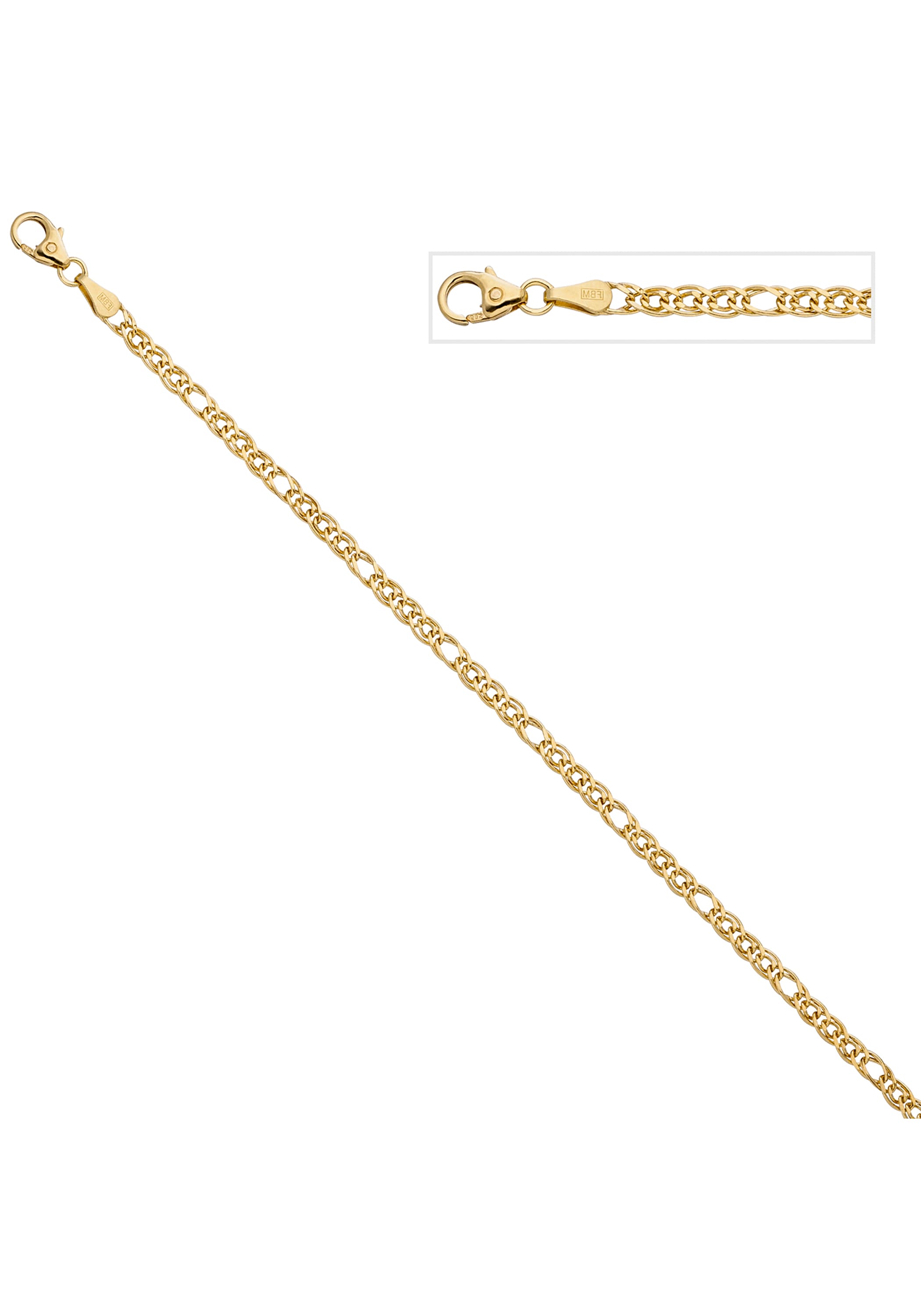 JOBO Goldarmband Zwillings-Panzerarmband 585 Gold 19 cm