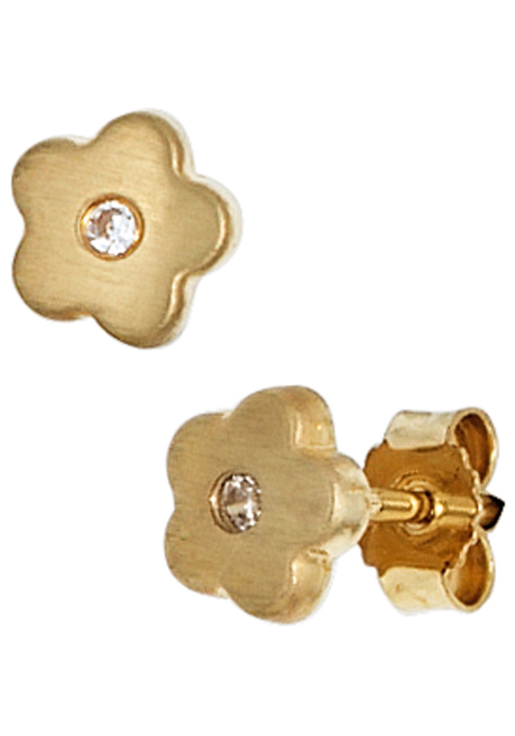 Paar Ohrstecker JOBO "Blume", gold (gelbgold 333), Ohrringe, Damen, 6,2mm, Gelbgold 333, 333 Gold mit Zirkonia