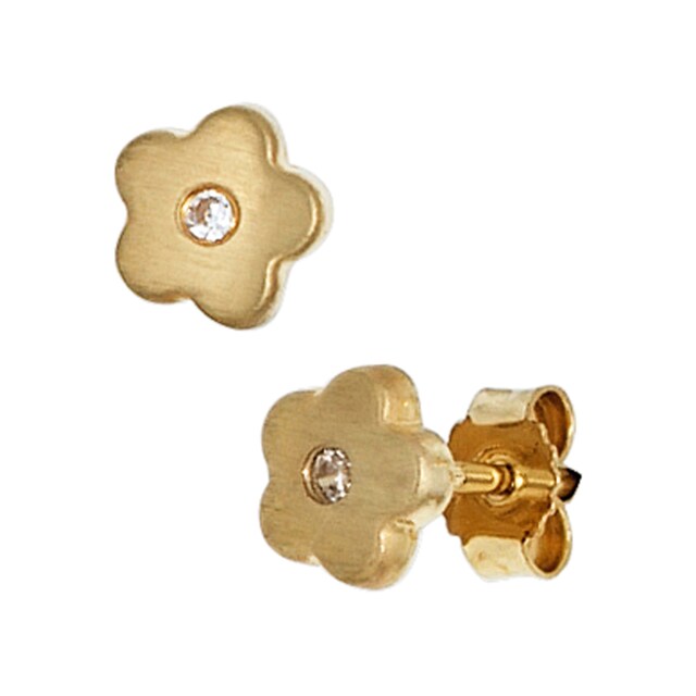 JOBO Paar Ohrstecker »Blume«, 333 Gold mit Zirkonia bestellen | BAUR