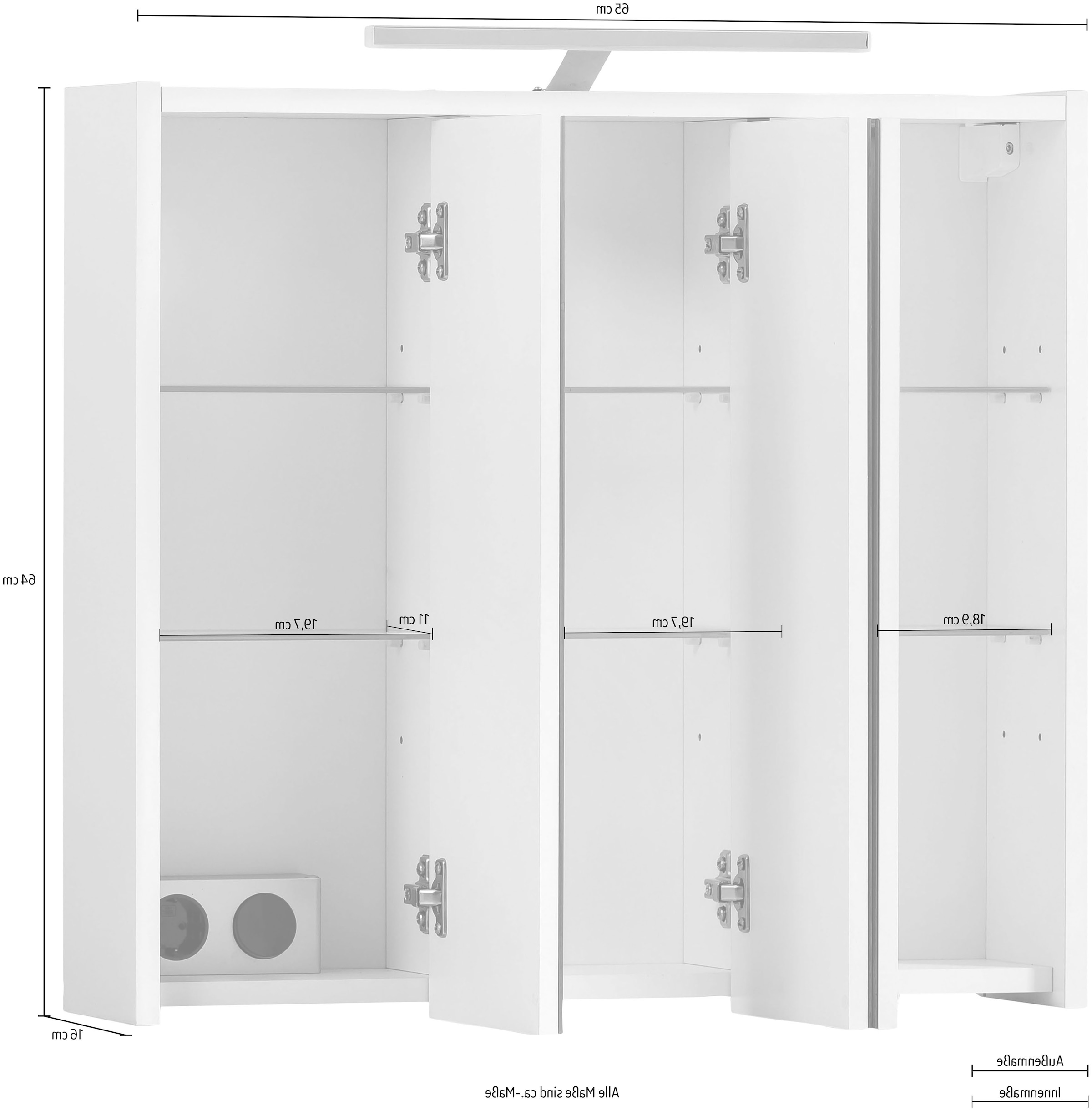 INOSIGN Badezimmerspiegelschrank »Dex«, Badmöbel, Breite 65cm