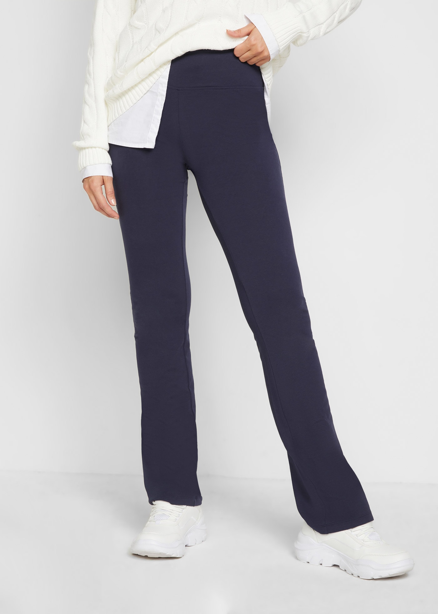 bonprix "Baumwoll-Leggings, Flared Leg" aus Baumwolle, mit elastischem Bund, Skinny Fit, unifarben