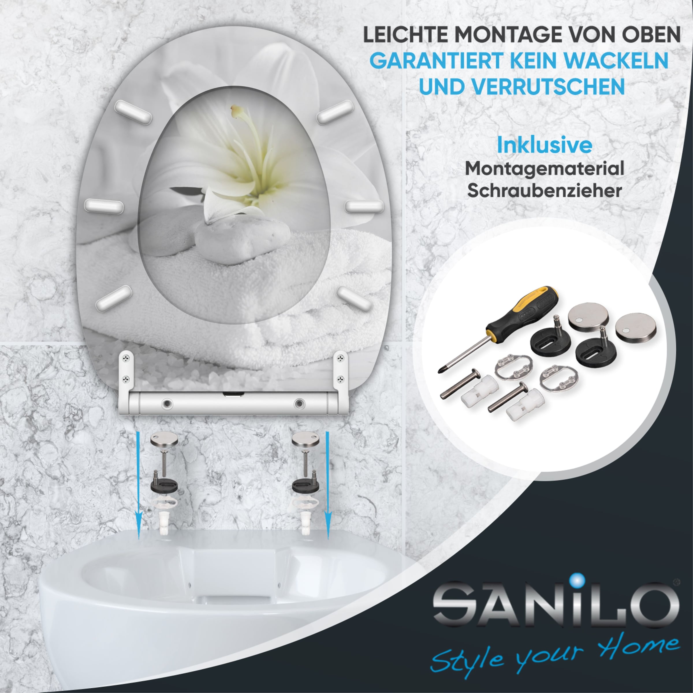 Sanilo WC-Sitz »Good Feeling mit Absenkautomatik & Quick Release« Premium Toilettendeckel, abnehmbar, leichte Montage von oben