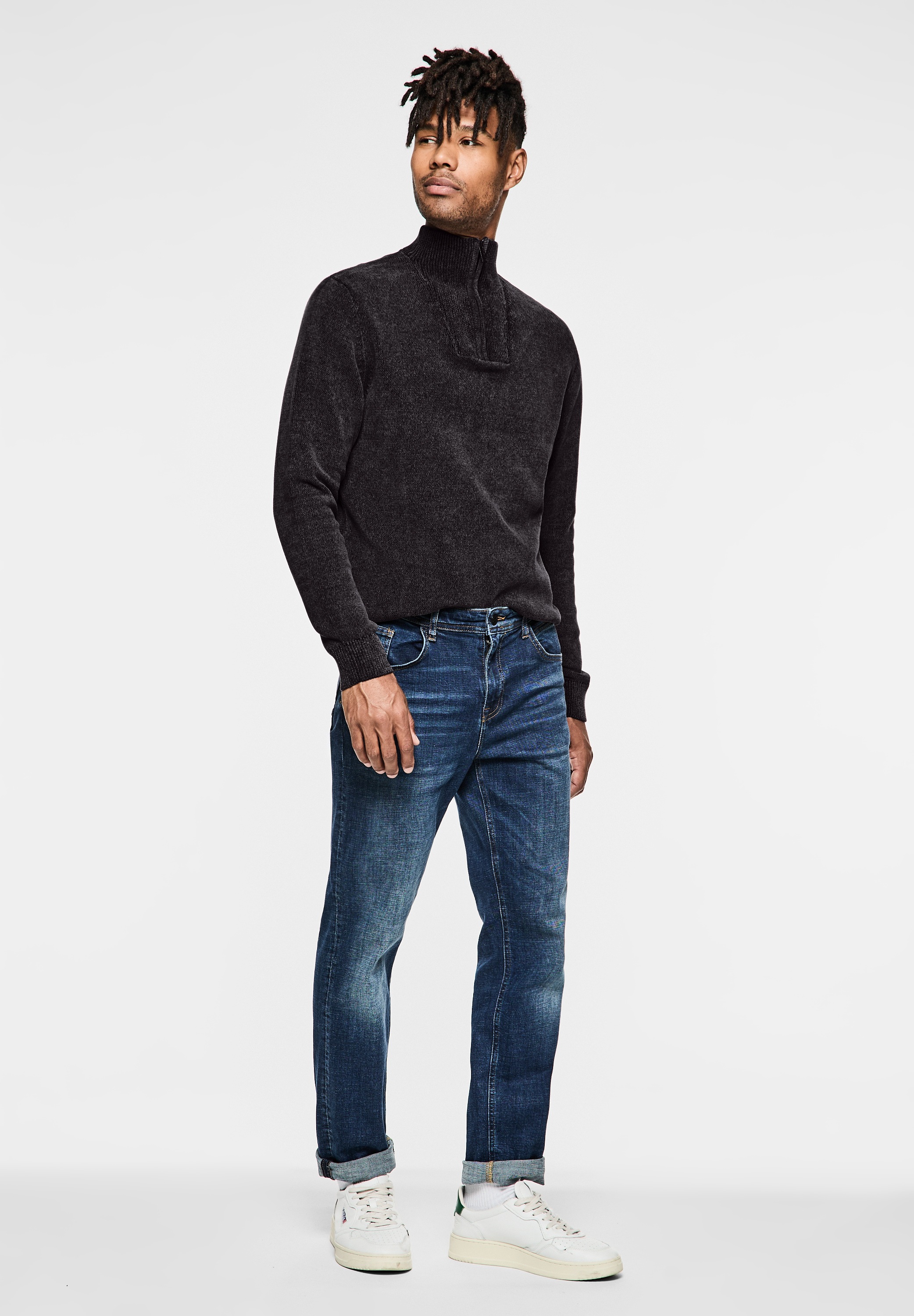 STREET ONE MEN Strickpullover, in Melange Optik