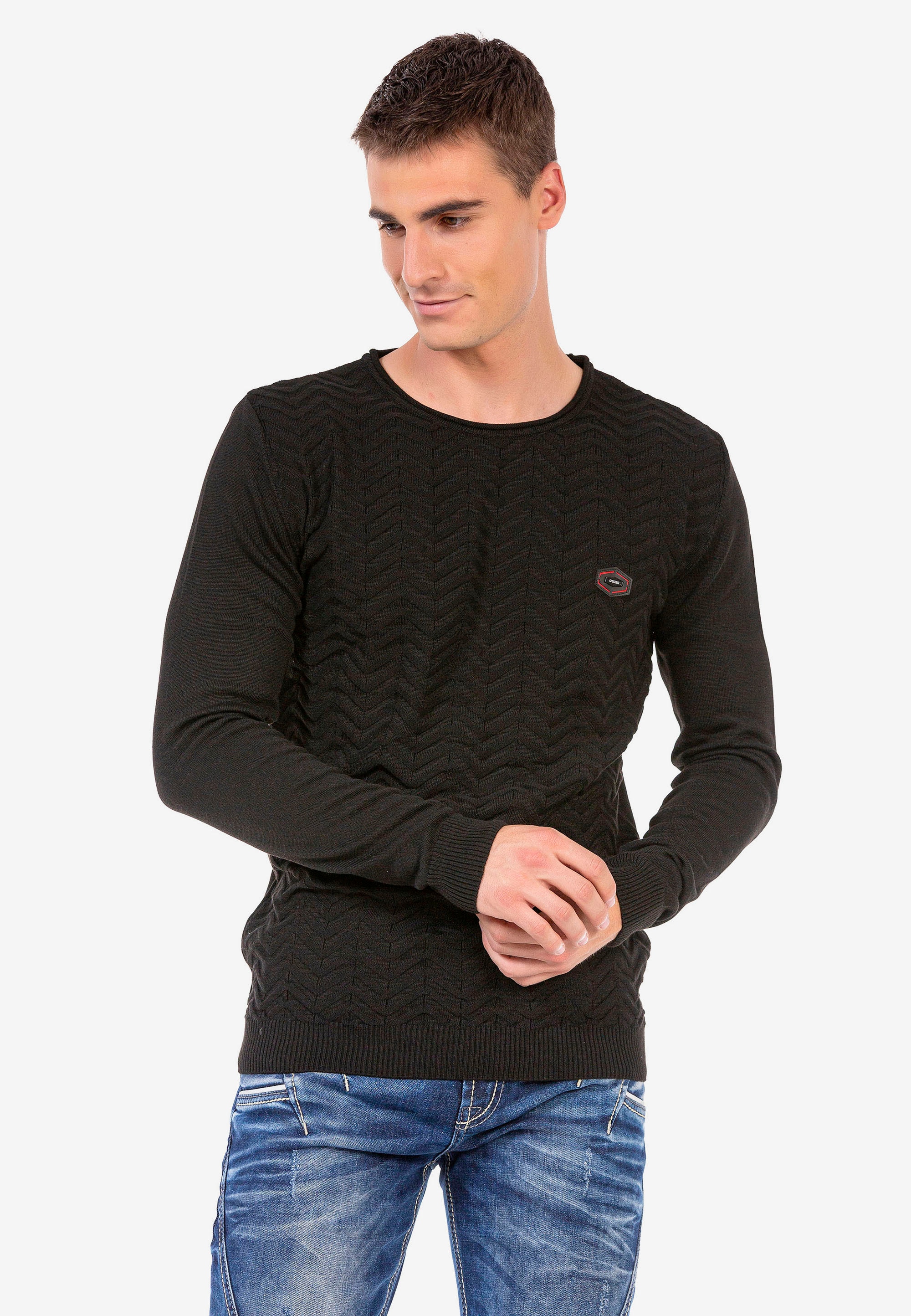 Cipo & Baxx Strickpullover, mit dezentem Strickmuster