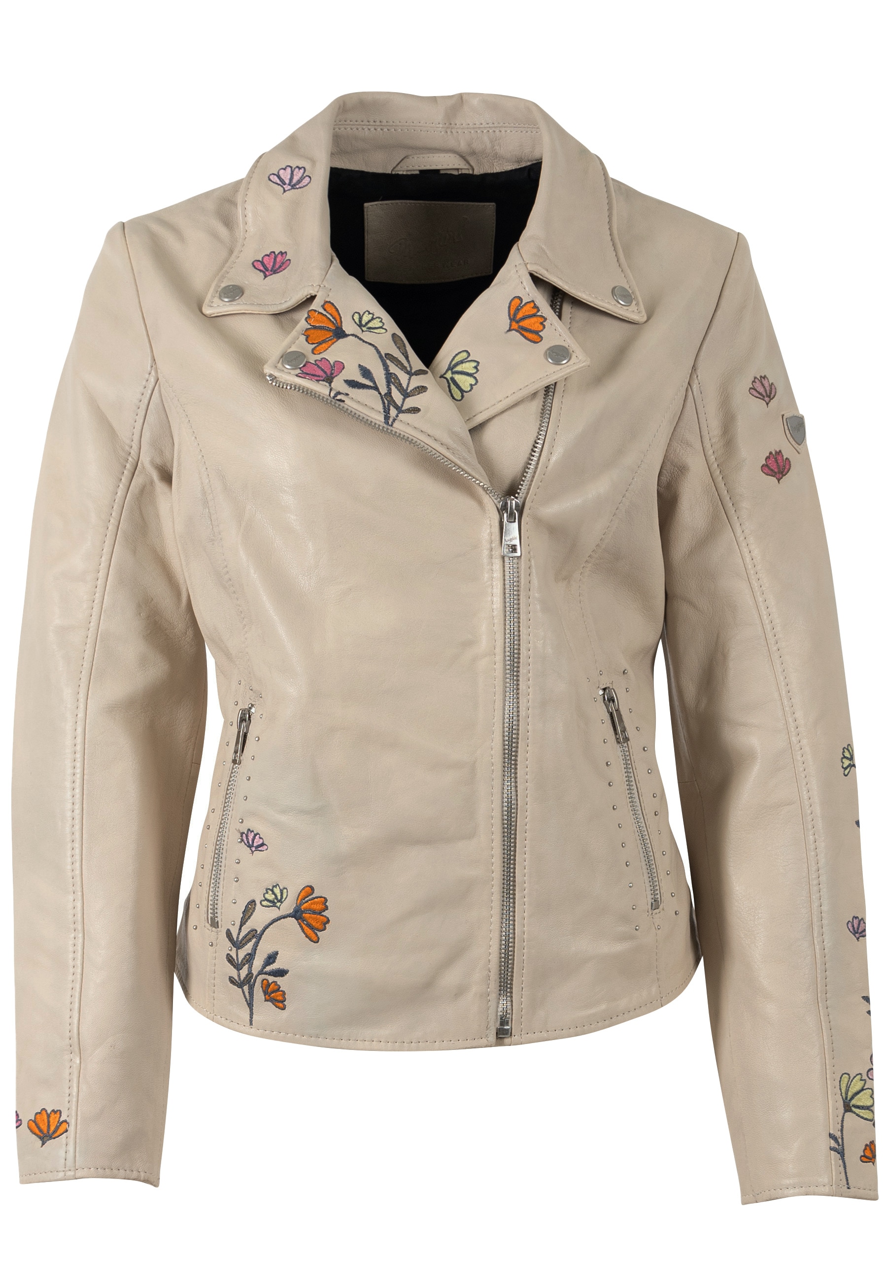 Mauritius Lederjacke »MWFloral« mit floralen Stickereien und Nietenbesatz