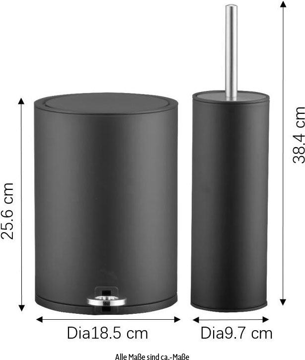 welltime Badaccessoire-Set »Dresden«, (Set, 2 tlg.), schlichte WC-Bürstengarnitur, Hygieneeimer, Treteimer aus Edelstahl