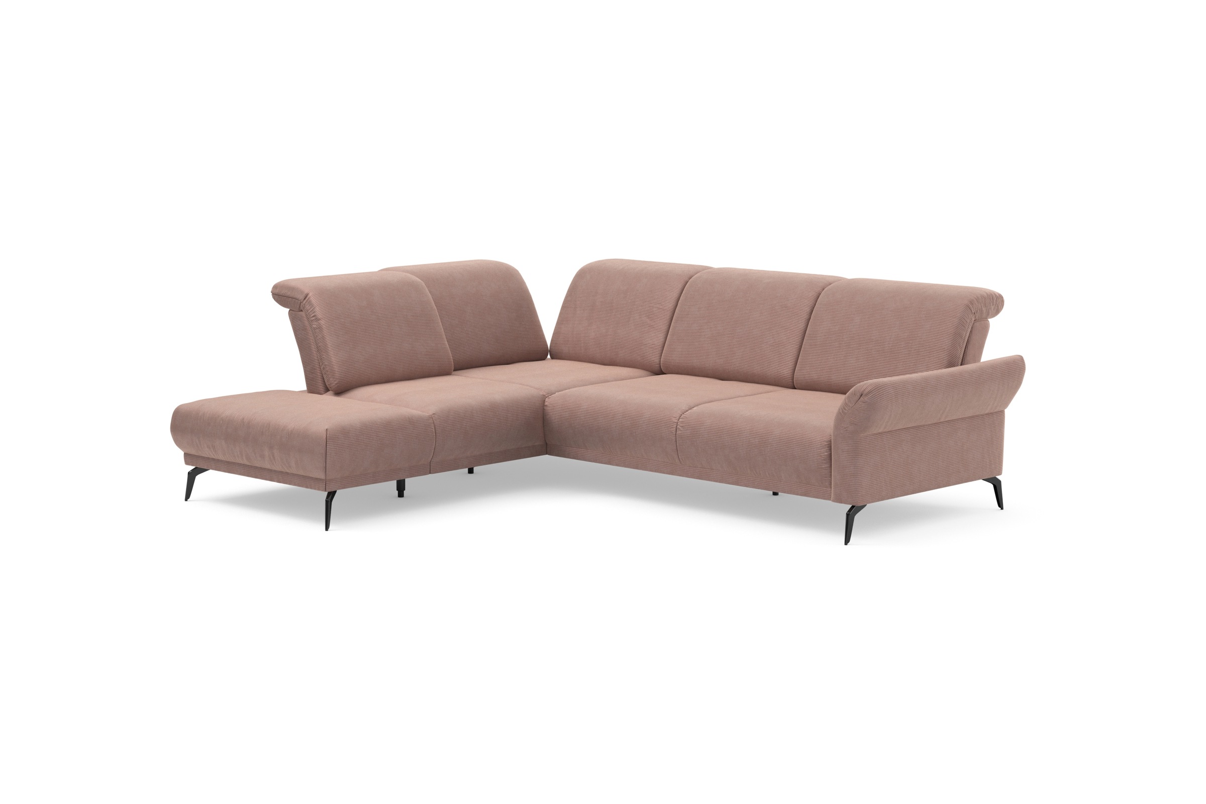 INOSIGN Ecksofa »Coco L-Form«, Sitztiefen-, Arm- und Kopfteilverstellung, Cord-Bezug, Fußhöhe 15 cm