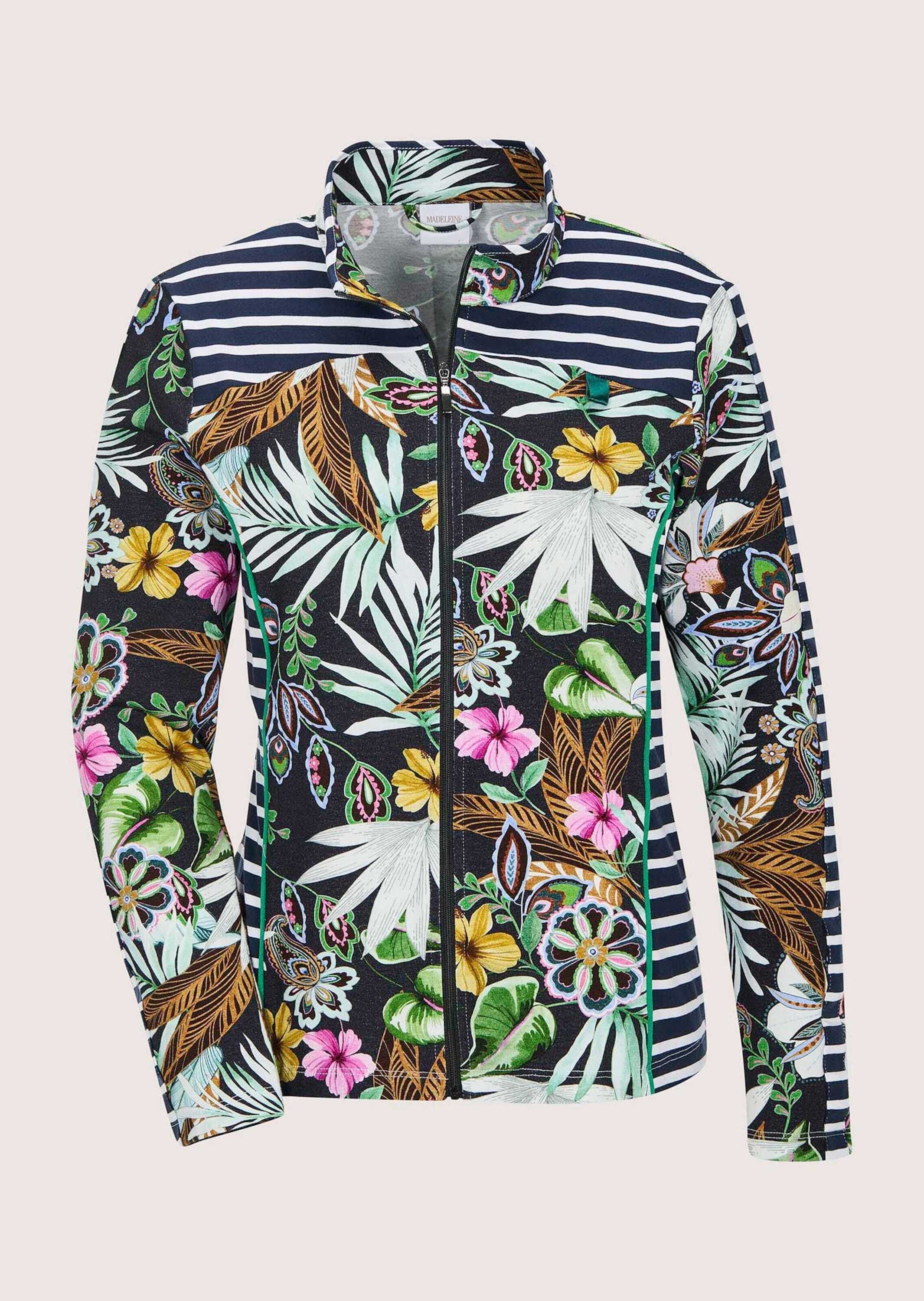 MADELEINE Langarmshirt "Shirtjacke Florale Baumwoll-Jacke mit Streifen, Lan günstig online kaufen