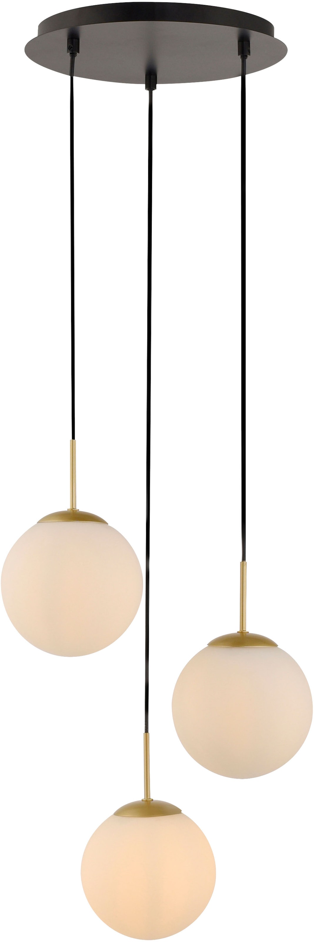 LeGer Home by Lena Gercke Pendelleuchte »Elorea - Hängelampe mit großen Glaskugeln« E14 1 Stk. opal matt weiß, schwarz gold, Pendelläge einstellbar, E14, Rondell
