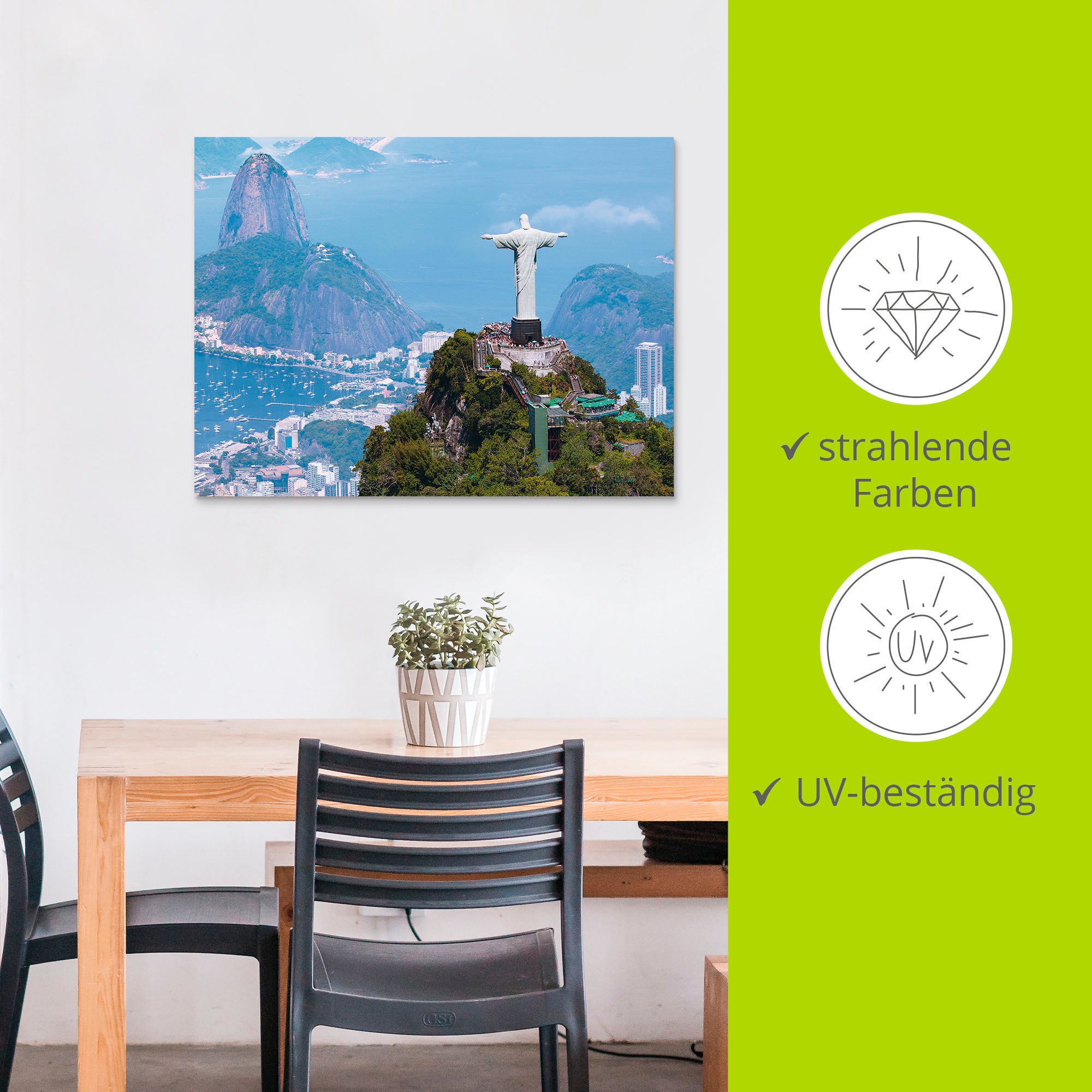Artland Wandbild »Rio de Janeiro mit Cristo«, Gebäude, (1 St.), als Alubild, Outdoorbild, Leinwandbild, Wandaufkleber, versch. Größen