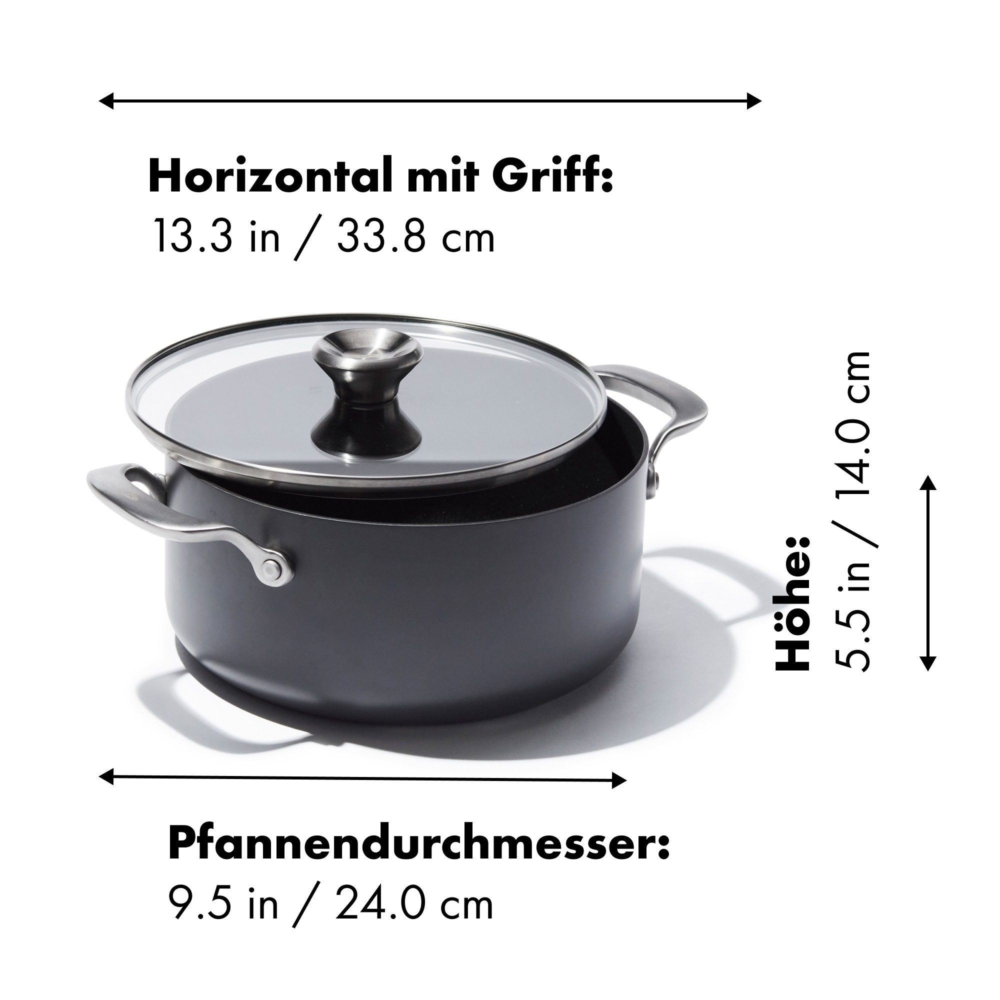 OXO Good Grips Kochtopf »Ceramic Professional Antihaft-Topf 24 cm mit Deckel« 1 tlg. Edelstahl | Keramik