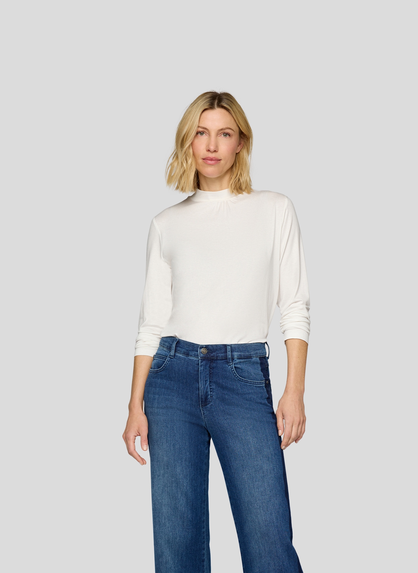 Rabe Langarmshirt mit Stehkragen und aus Viskose günstig online kaufen