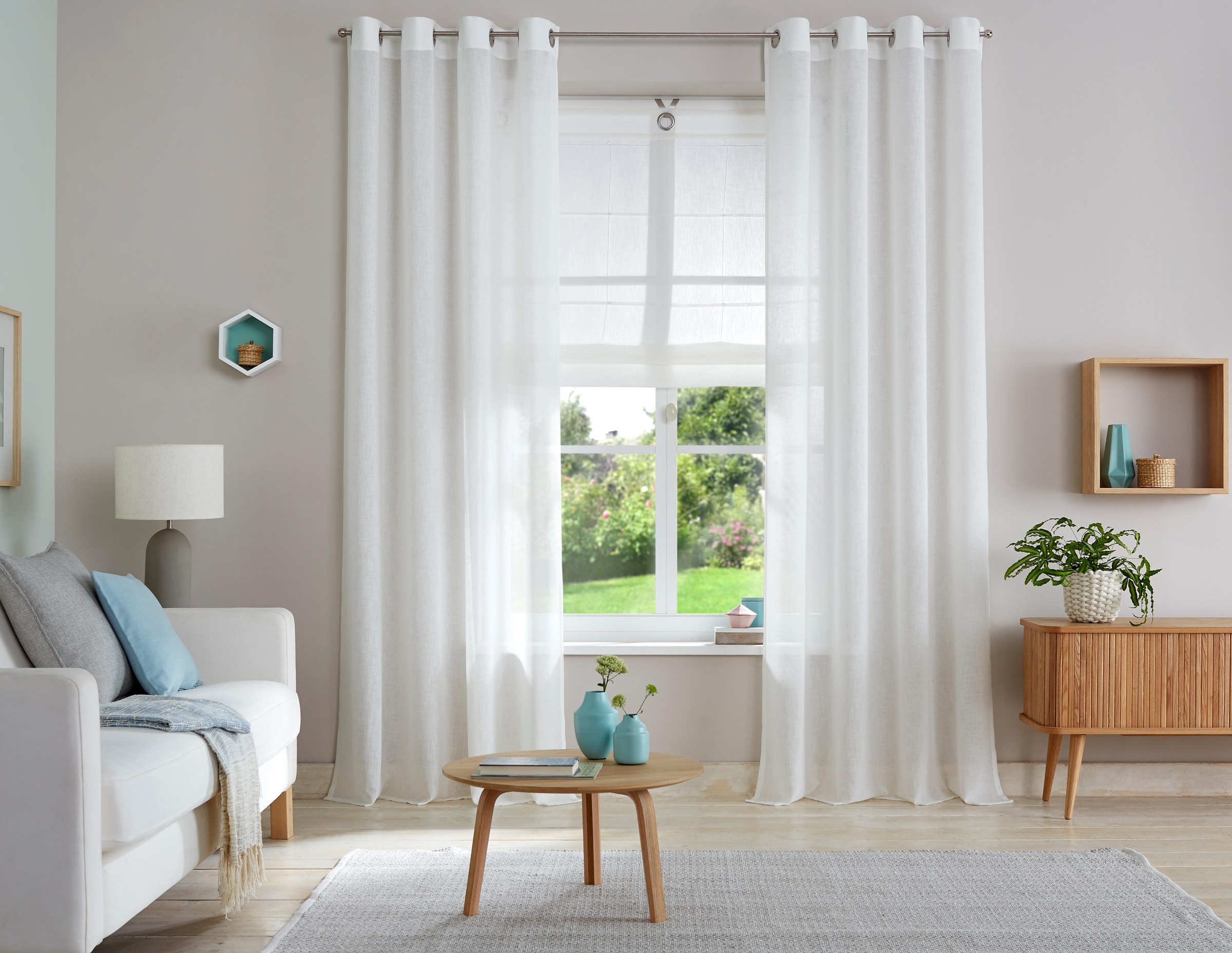 my home Gardine "Fiete" Ösen 1 Stk. tlg. Leinen Optik, monochrom, basic, pf günstig online kaufen