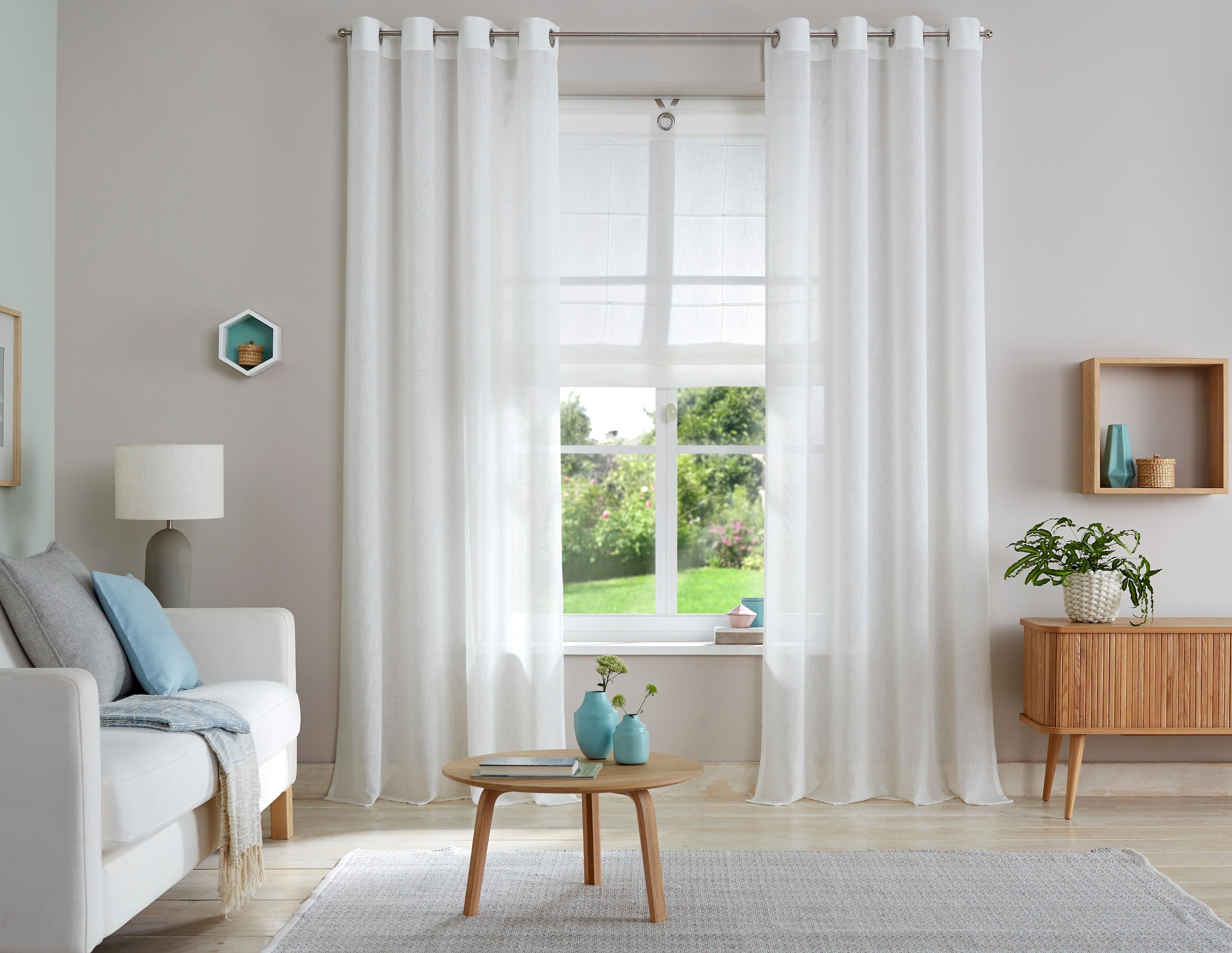 OTTO home Gardine "Fiete" Ösen 1 Stk. tlg. Leinen Optik, monochrom, basic, günstig online kaufen