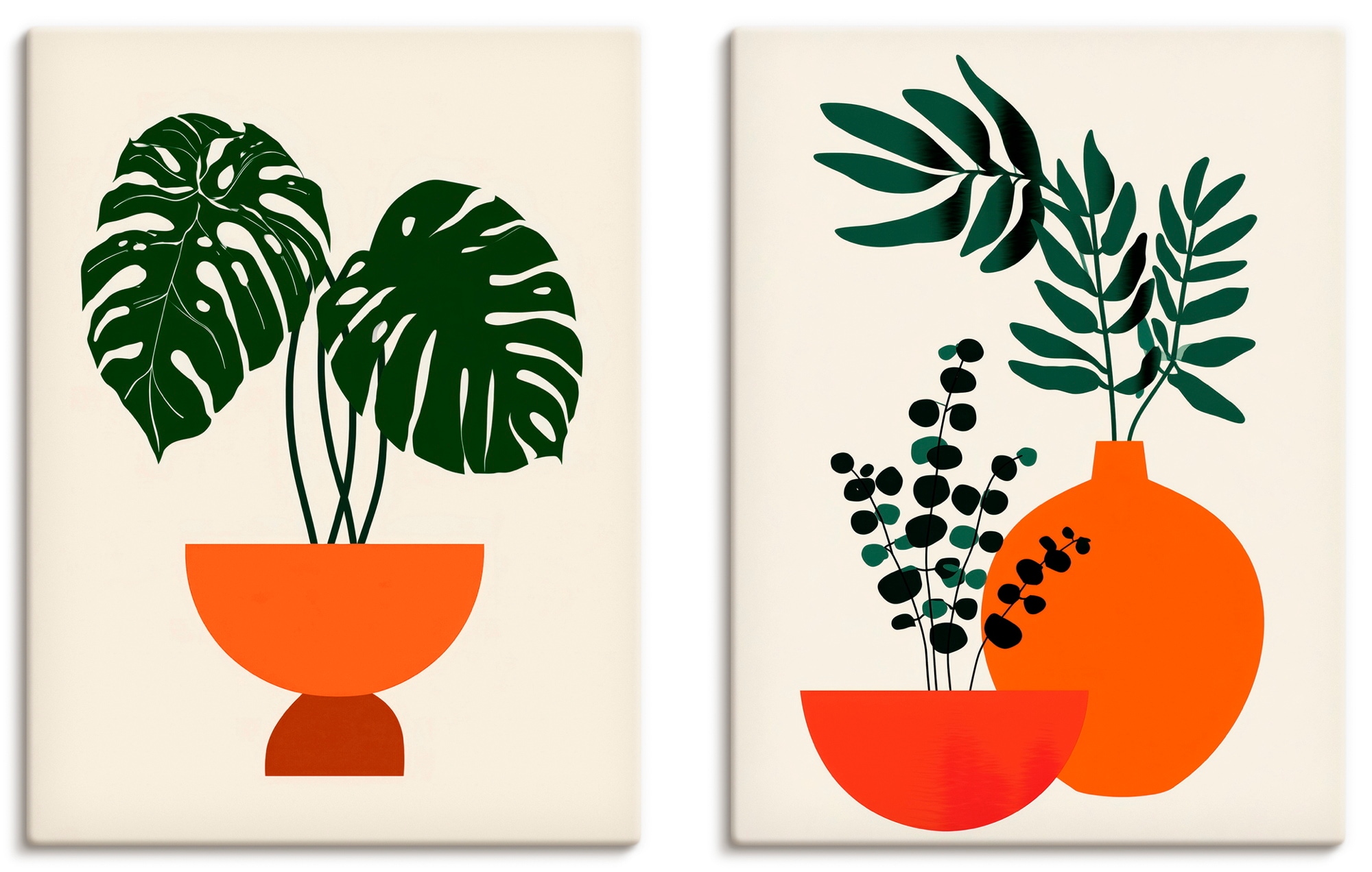 OTTO home Wandbild "Topfpflanze & Vase" Pflanzenbilder 2 Stk. tlg. als Poster oder Leinwandbilder Set