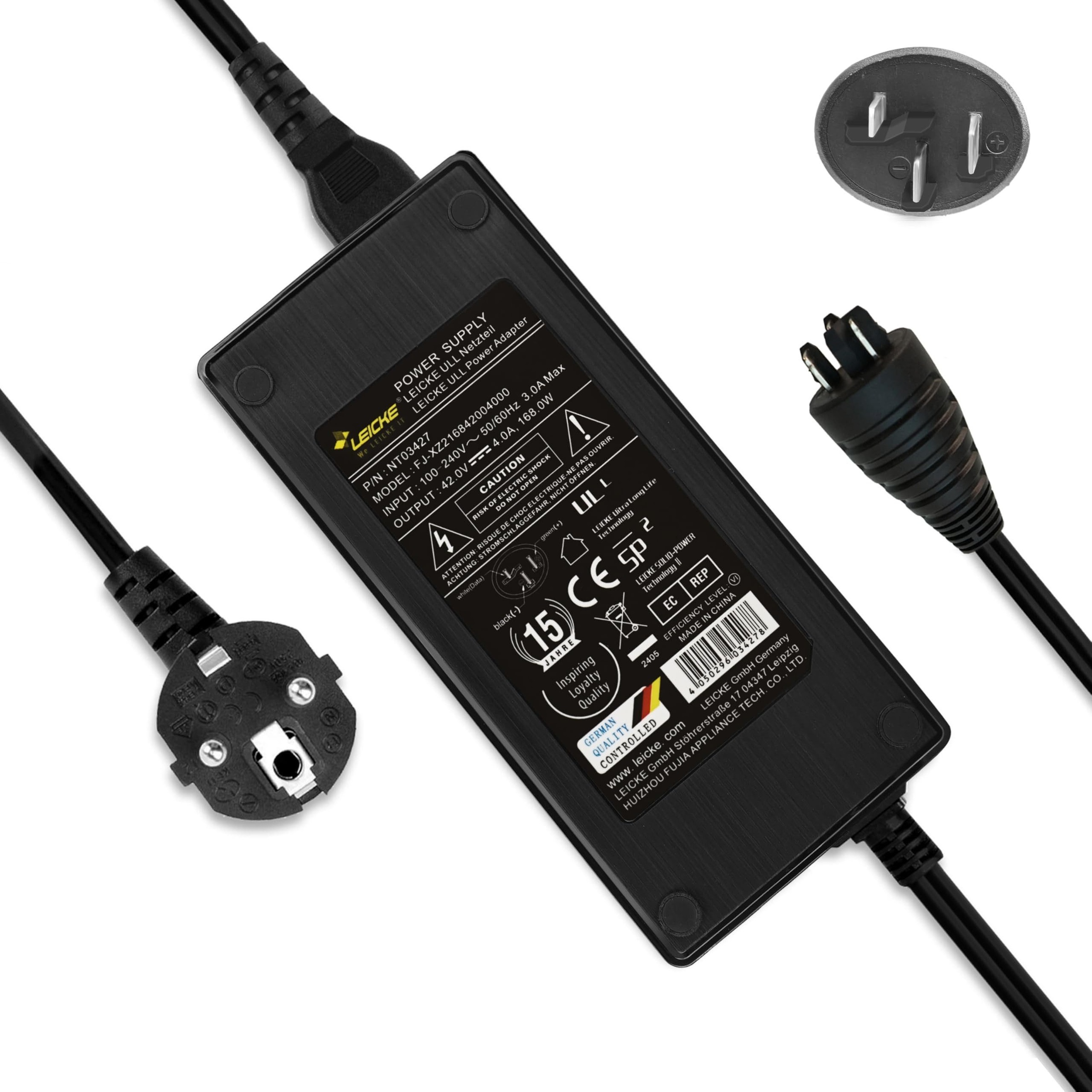 "Batterie-Ladegerät LEICKE ""Ladegerät für Bosch 42V/36V 4A Performance Active Line E-Bike/Pedelec"", schwarz, B:13cm H:30cm T:5cm, Ladegeräte"