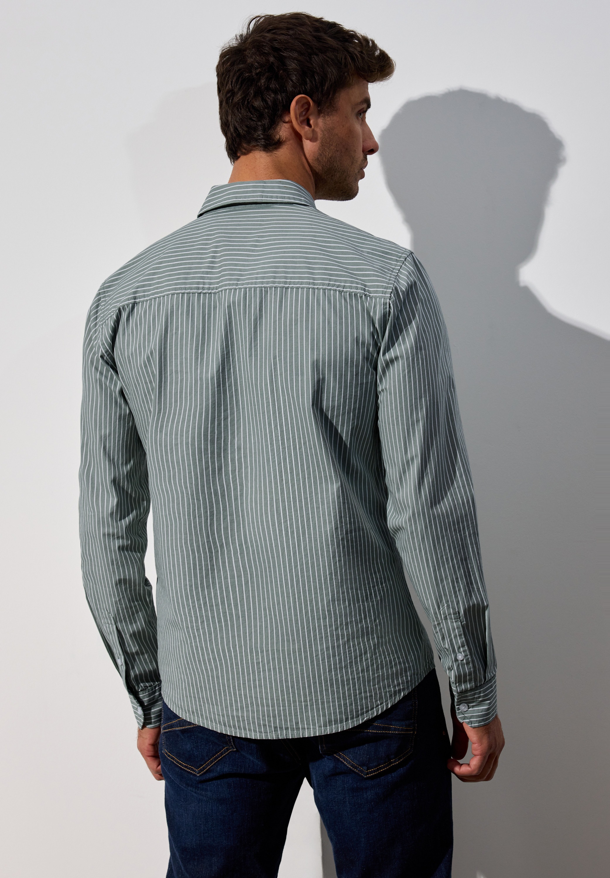 STREET ONE MEN Langarmhemd, aus reiner Baumwolle