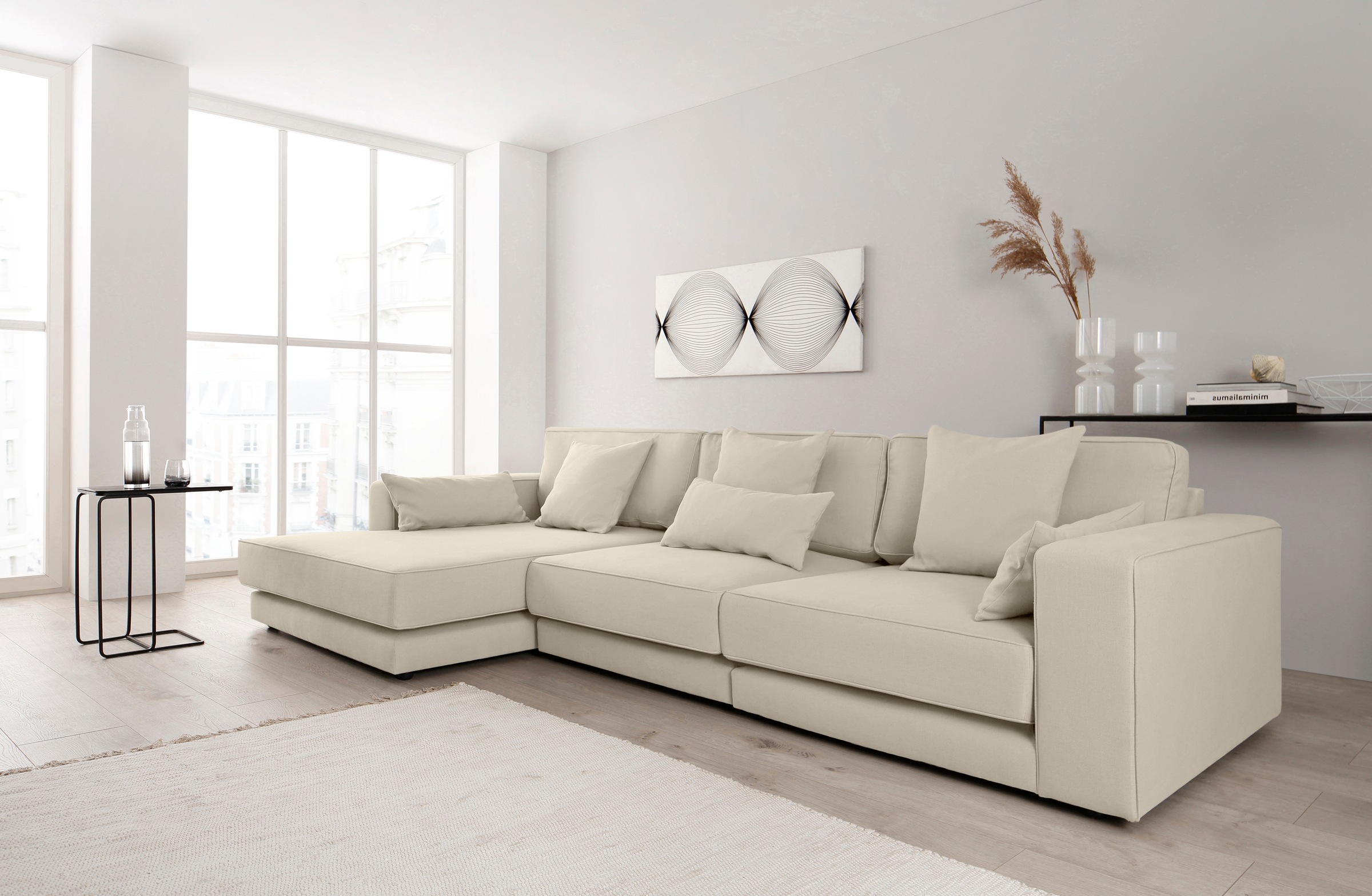 OTTO products Ecksofa »Grenette L-Form«, Modulsofa, im Baumwoll-/Leinenmix oder aus recycelten Stoffen