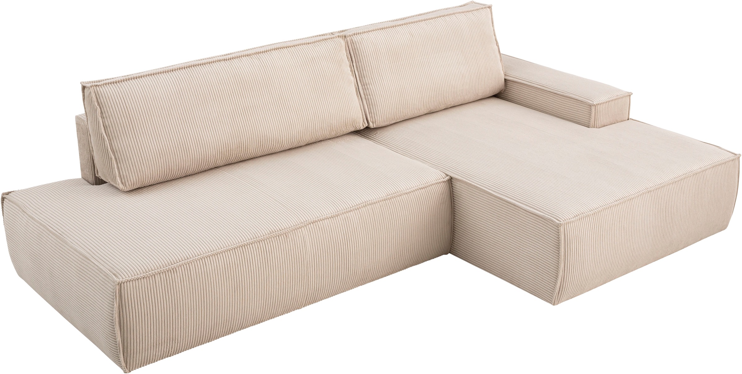 Home affaire Ecksofa »SHERWOOD, Schlafsofa in L-Form offen (275cm), Cord, Leinenoptik«, Schlaffunktion und Bettkasten, Kedernaht, hoher Sitz- & Liegekomfort