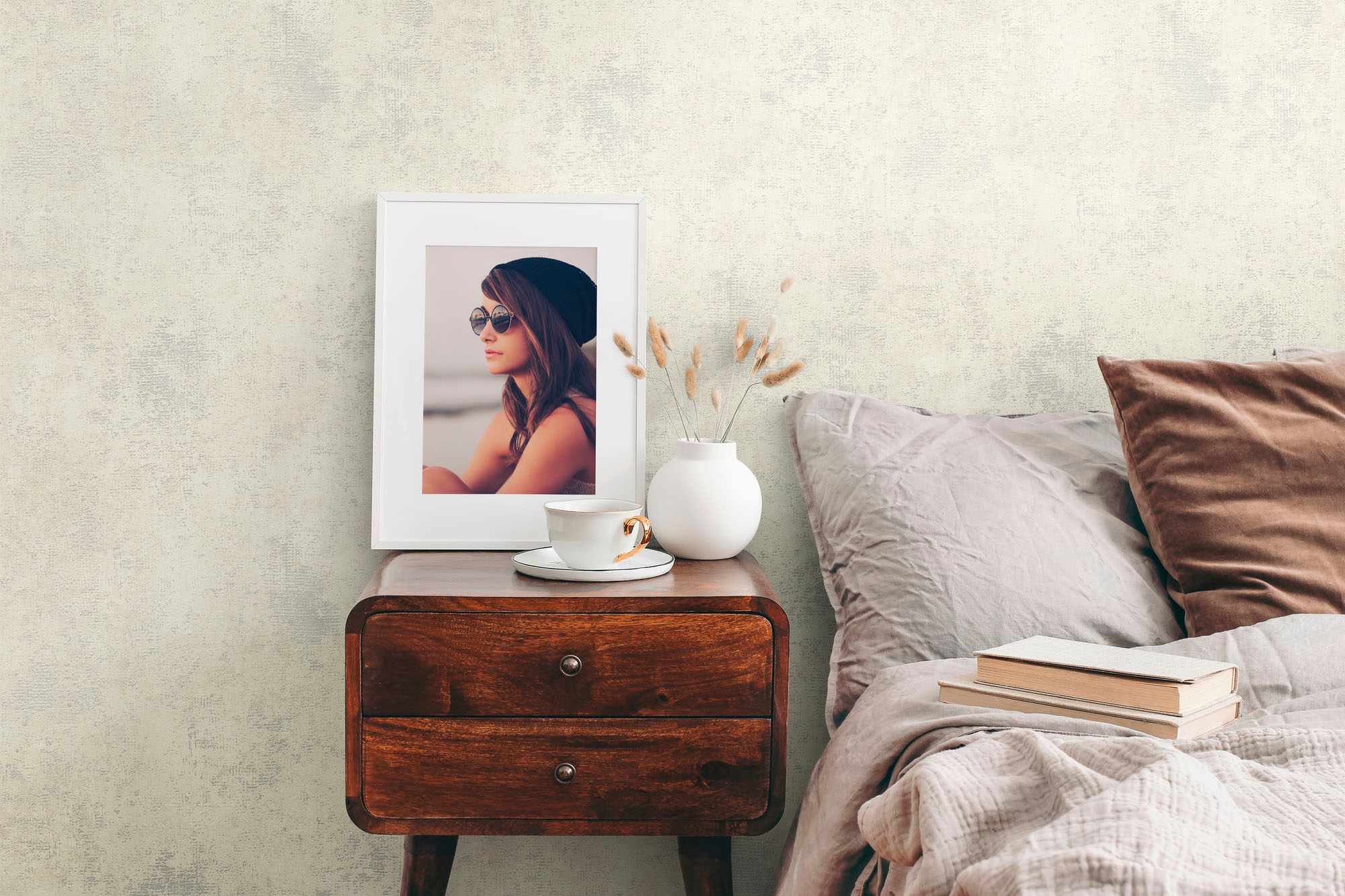 A.S. Création Vliestapete »THE BOS Putzoptik Metallic« leicht glänzend | matt leicht strukturiert Strukturtapete, Tapeten Wohnzimmer Schlafzimmer Küche modern Design