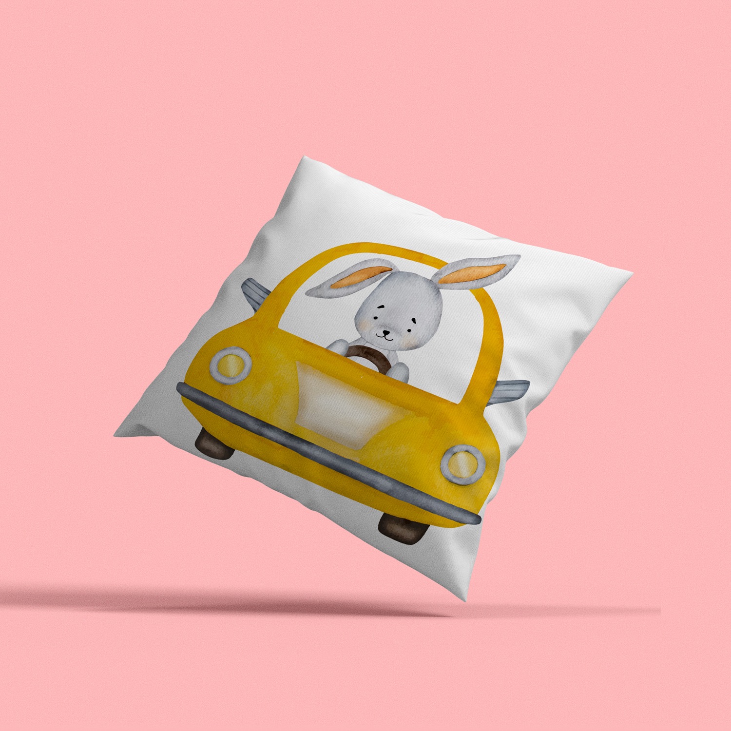 queence Dekokissen »Hase im Taxi«, Kissenhülle mit HD Premium Druck, geruchsneutral, 40x40cm